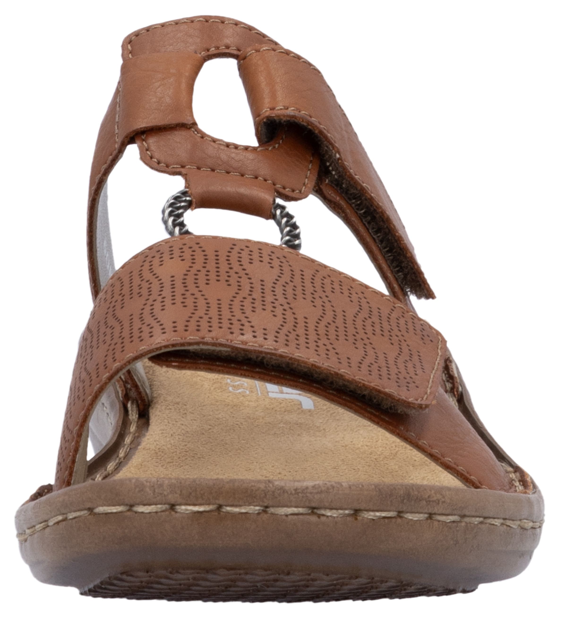 Rieker Pantolette, Sommerschuh, Strandschuh, Klettschuh mit Perforation