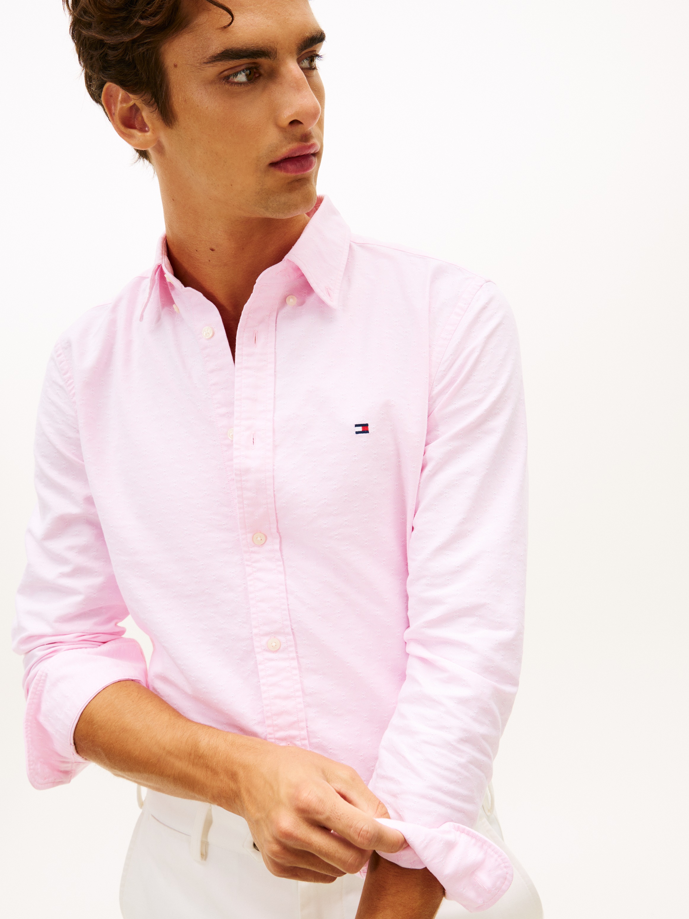 Tommy Hilfiger Langarmhemd "OXFORD DOBBY" Button-down-Kragen, regular fit, günstig online kaufen