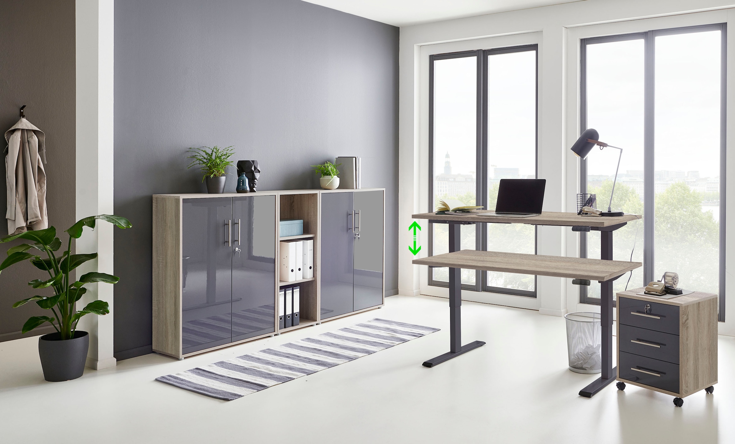 BMG Möbel Büromöbel-Set »Tabor«, (Set, 5 tlg.), mit elektrisch höhenverstellbarem Schreibtisch