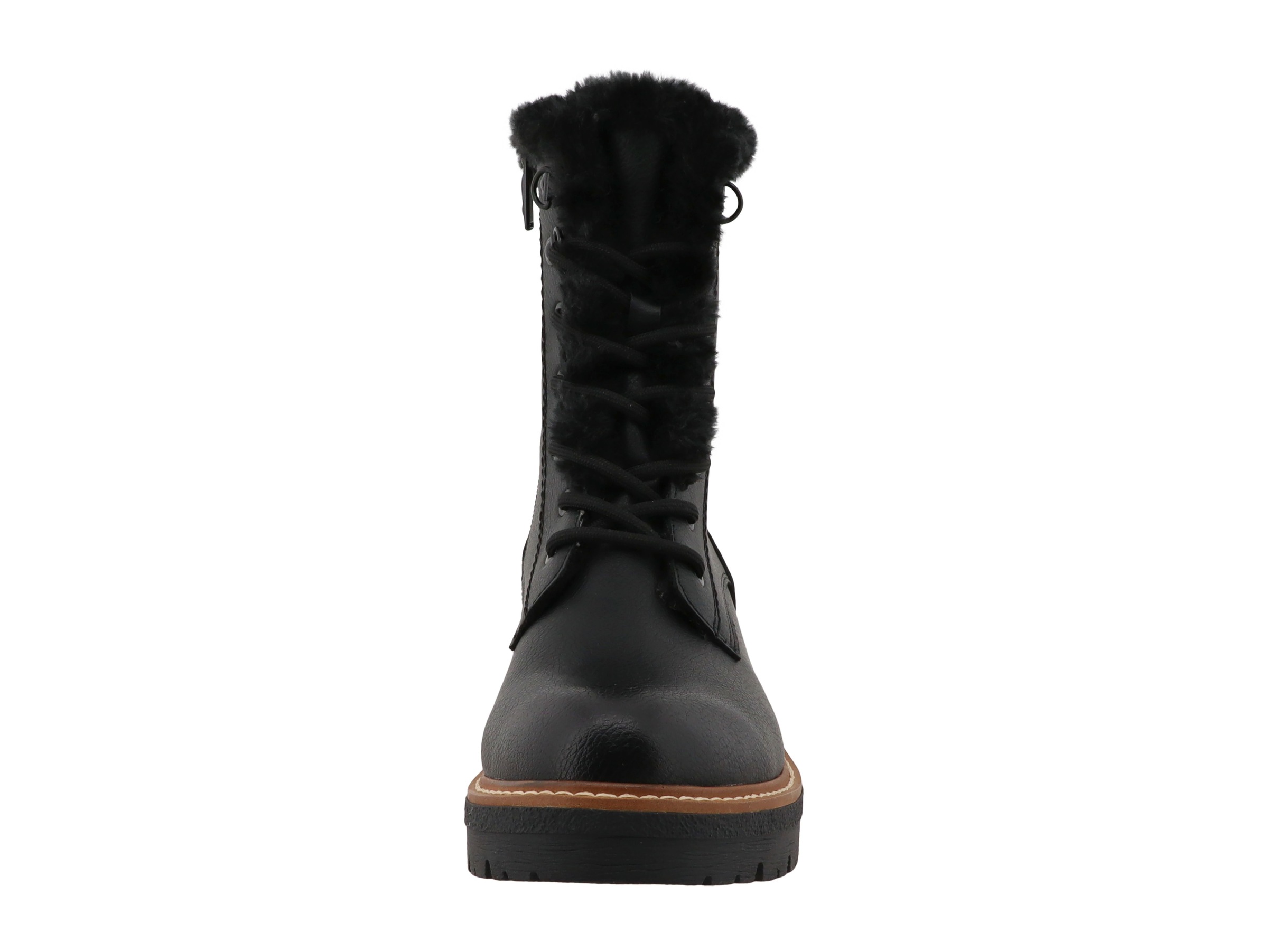 TOM TAILOR Winterstiefelette  Blockabsatz, Winterboots mit Fellimitat am Schaftrand