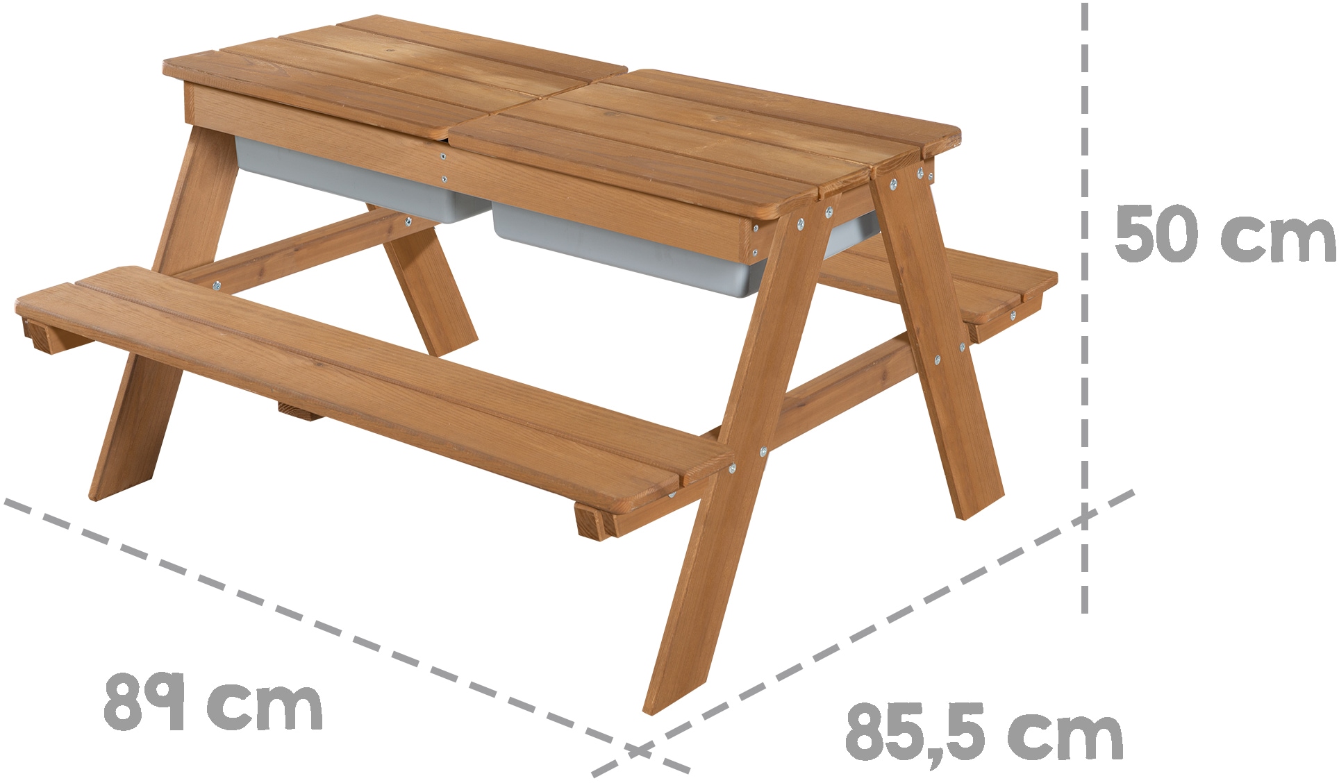 roba® Kindersitzgruppe »Picknick for 4 Outdoor + mit Spielwannen, Teakholz«, (Set), mit abgerundeten Ecken; inklusive Sitzauflagen Â»Little StarsÂ«