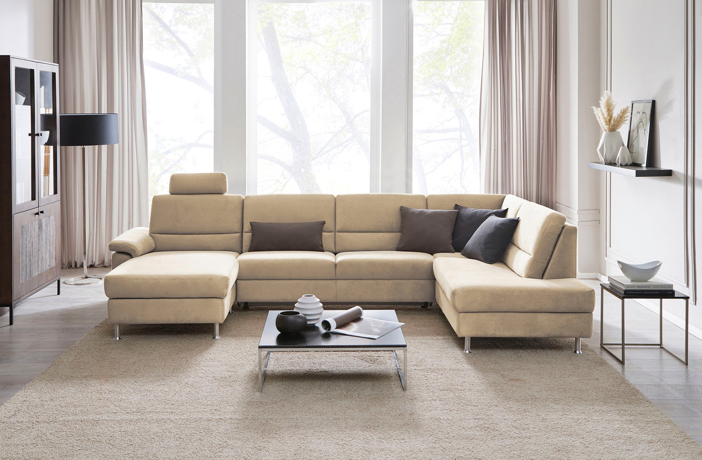 CALIZZA INTERIORS Wohnlandschaft »Onyx U-Form«, (3 St.), wahlweise mit Bettfunktion und Bettkasten