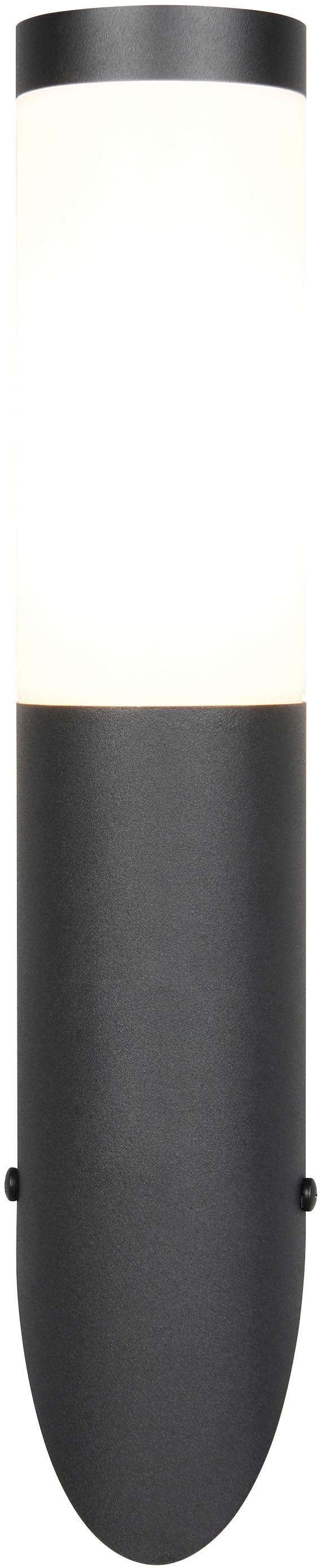 TRIO Leuchten Außen-Wandleuchte »TRIOTO, Outdoor Wandlampe Edelstahl, Wandfackel exkl 1x E27 max 25W«, 1 flammig, Leuchtmittel E27 | Leuchtmittel wechselbar, röhrenförmige Hauswand Beleuchtung, Fassadenbeleuchtung IP44 39cm hoch