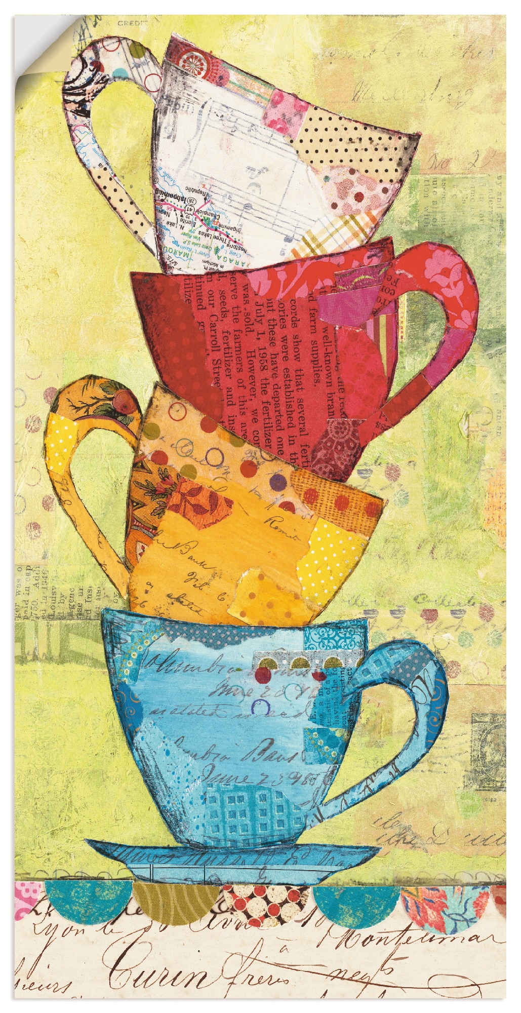 Artland Wandbild »Komm zum Kaffee«, Geschirr & Besteck, (1 St.), als Leinwandbild, Poster, Wandaufkleber in verschied. Größen