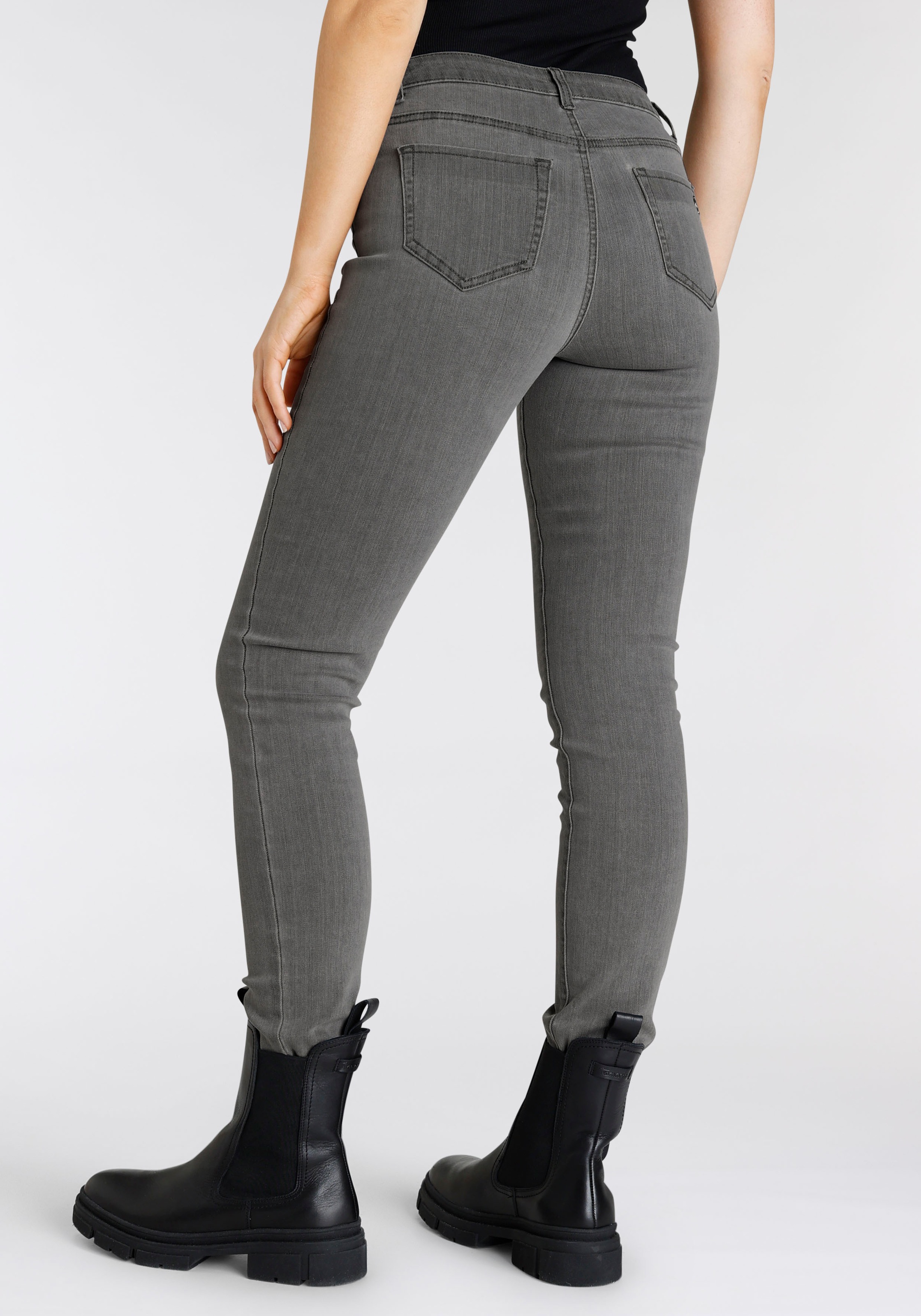 Tamaris Skinny-fit-Jeans schmale Beinweite, mit Gürtelschlaufenbund, mit Me günstig online kaufen