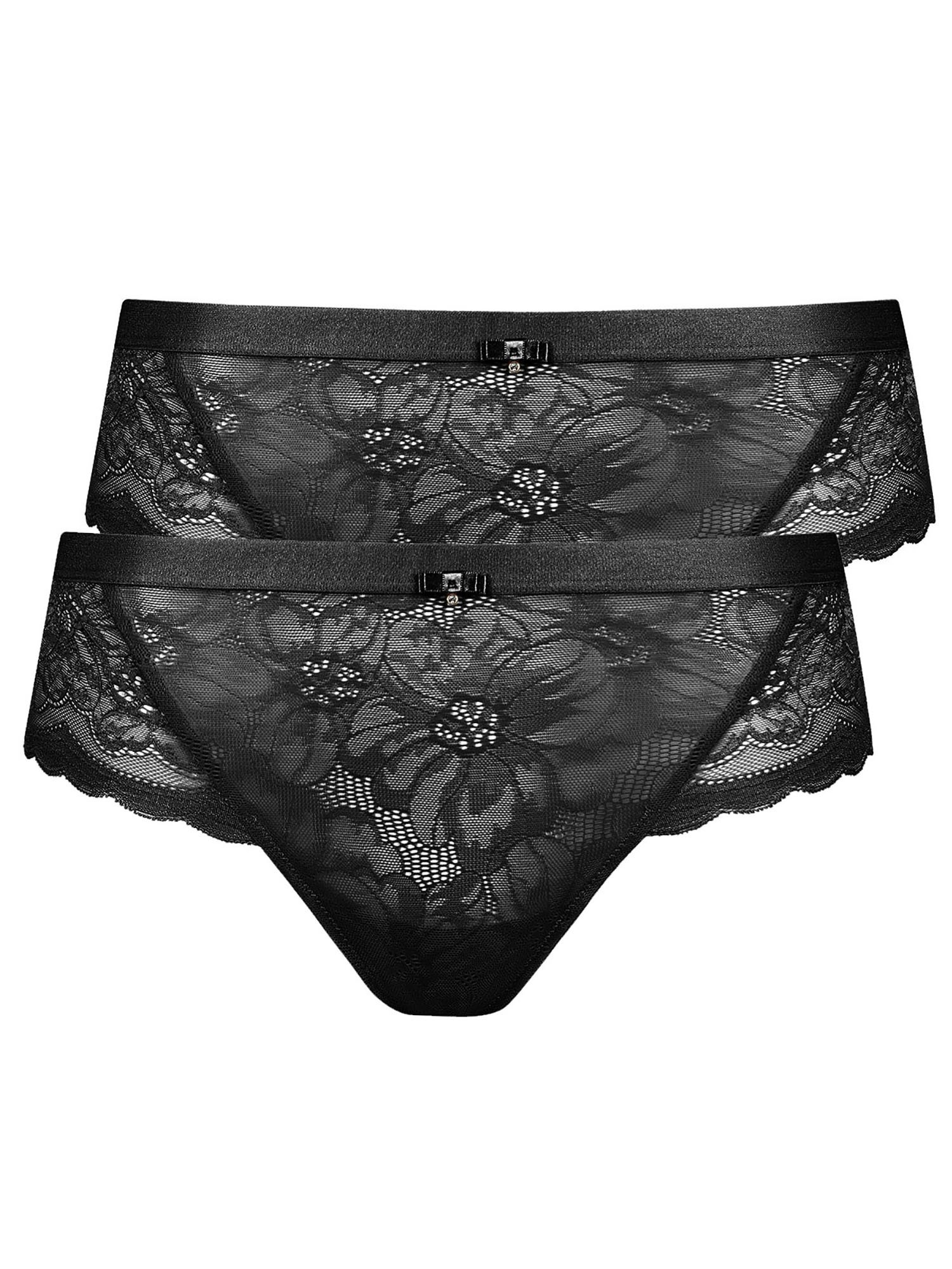 LISCA Damen Slip "2er Pack Damen Slip Evelyn", Gr. 40, schwarz, Spitze, Obermaterial: 82% Polyamid PA. 18% Elasthan EL., Unterhosen