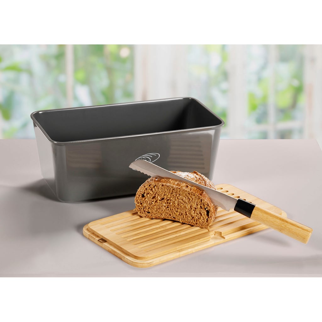 KESPER for kitchen & home Brotkasten »Brotbox mit Bambusdeckel«, (2 tlg.)