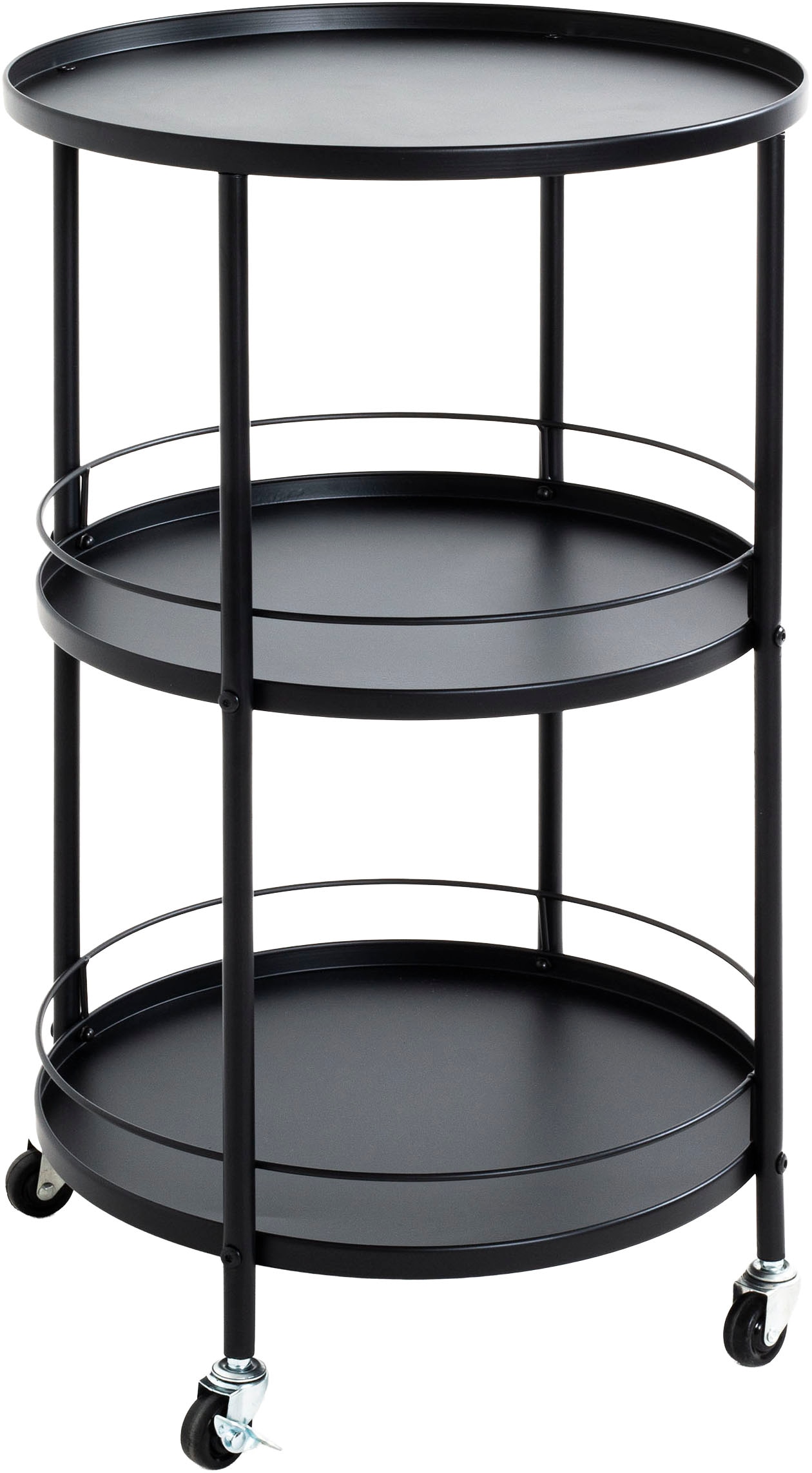 HAKU Servierwagen »Dinett, Kaffeetisch, Küchenwagen, Serviertisch, Teewagen, Trolley« 1 Stk. tlg. rund - aus Metall Schwarz - Ø/H 45/75 cm