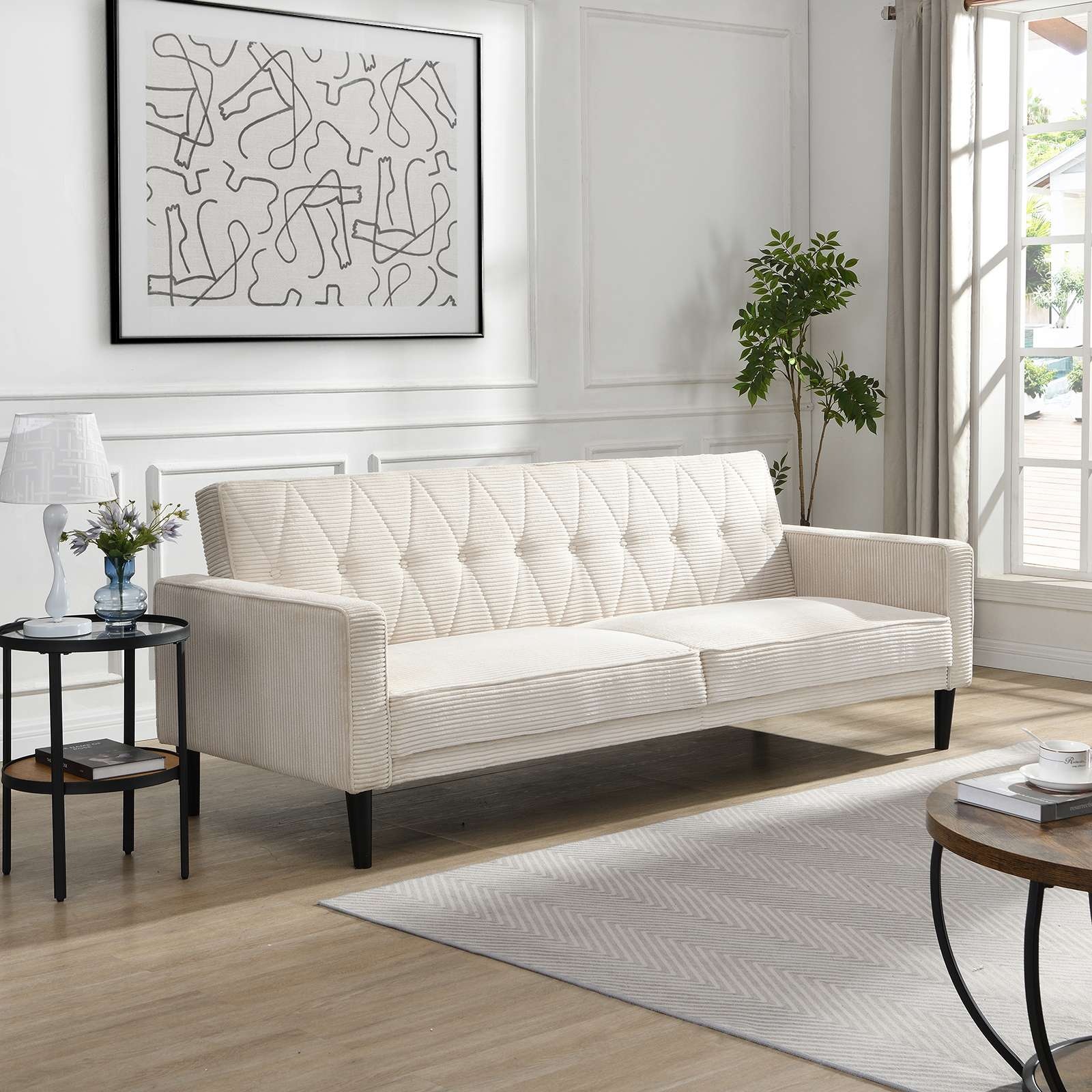 Dorel Home 3-Sitzer »Avon«, Schlafsofa 213cm, Bettfunktion (110/190cm), trendiger Cord o. Webstoff
