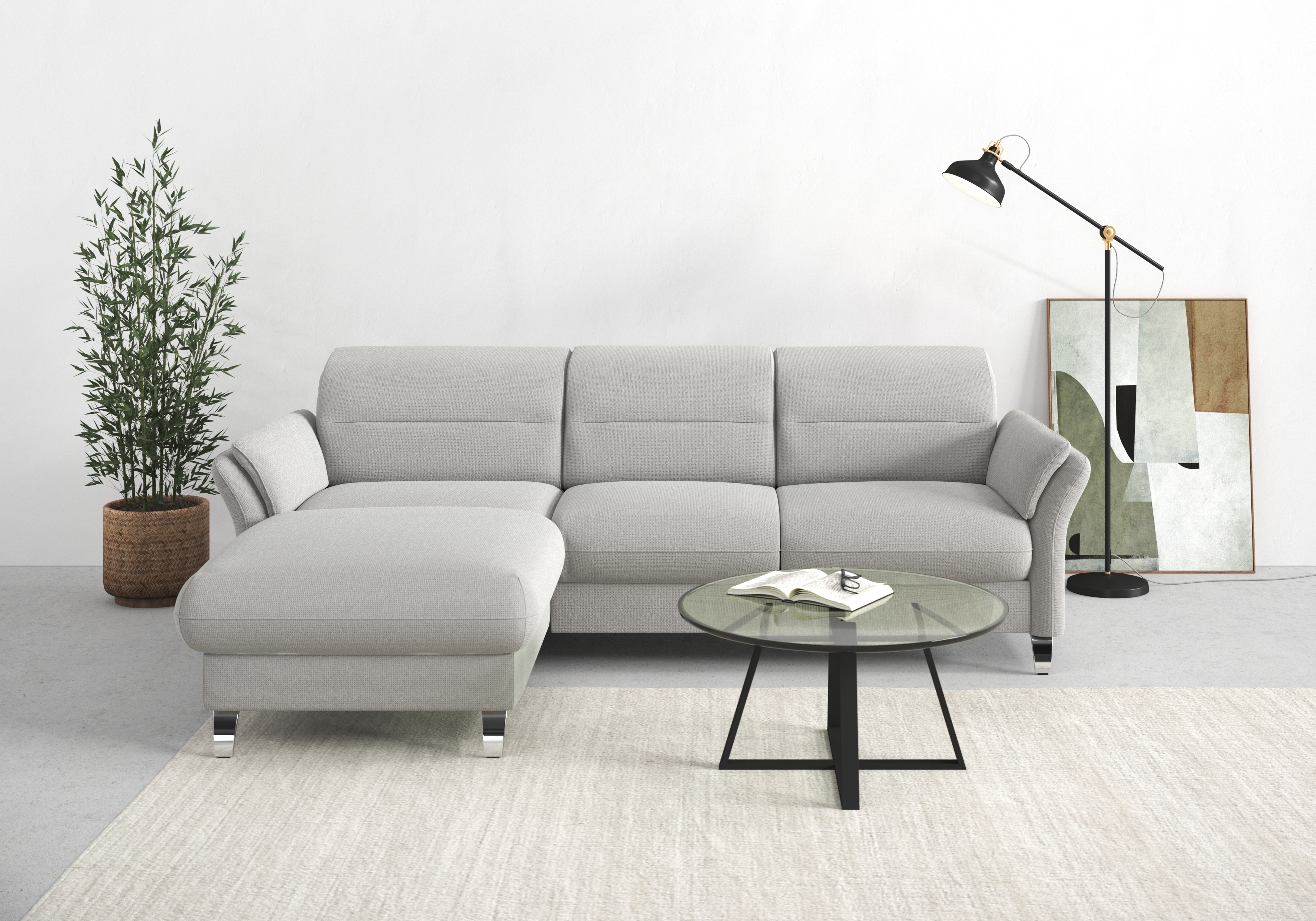 sit&more Ecksofa "Grenoble L-Form mit Federkern" wahlweise mit Schlaffunktion, Bettkasten, Arm- und Kopfteilverstellung