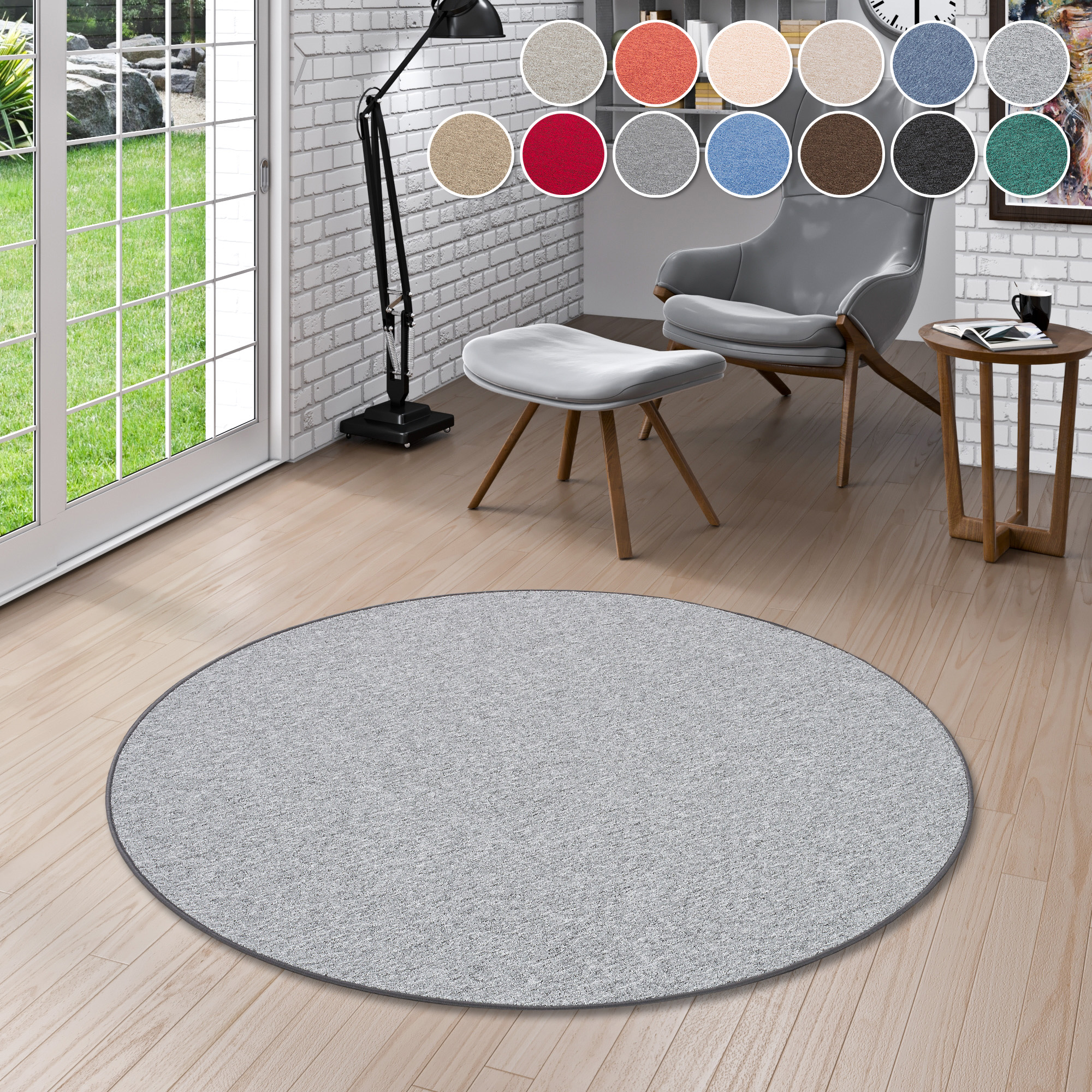 OTTO home Teppich "Fortis, Schlinge, Made in Netherlands" rund 5 mm Höhe Uni Farben, gekettelt, strapazierfähig, Wohnzimmer