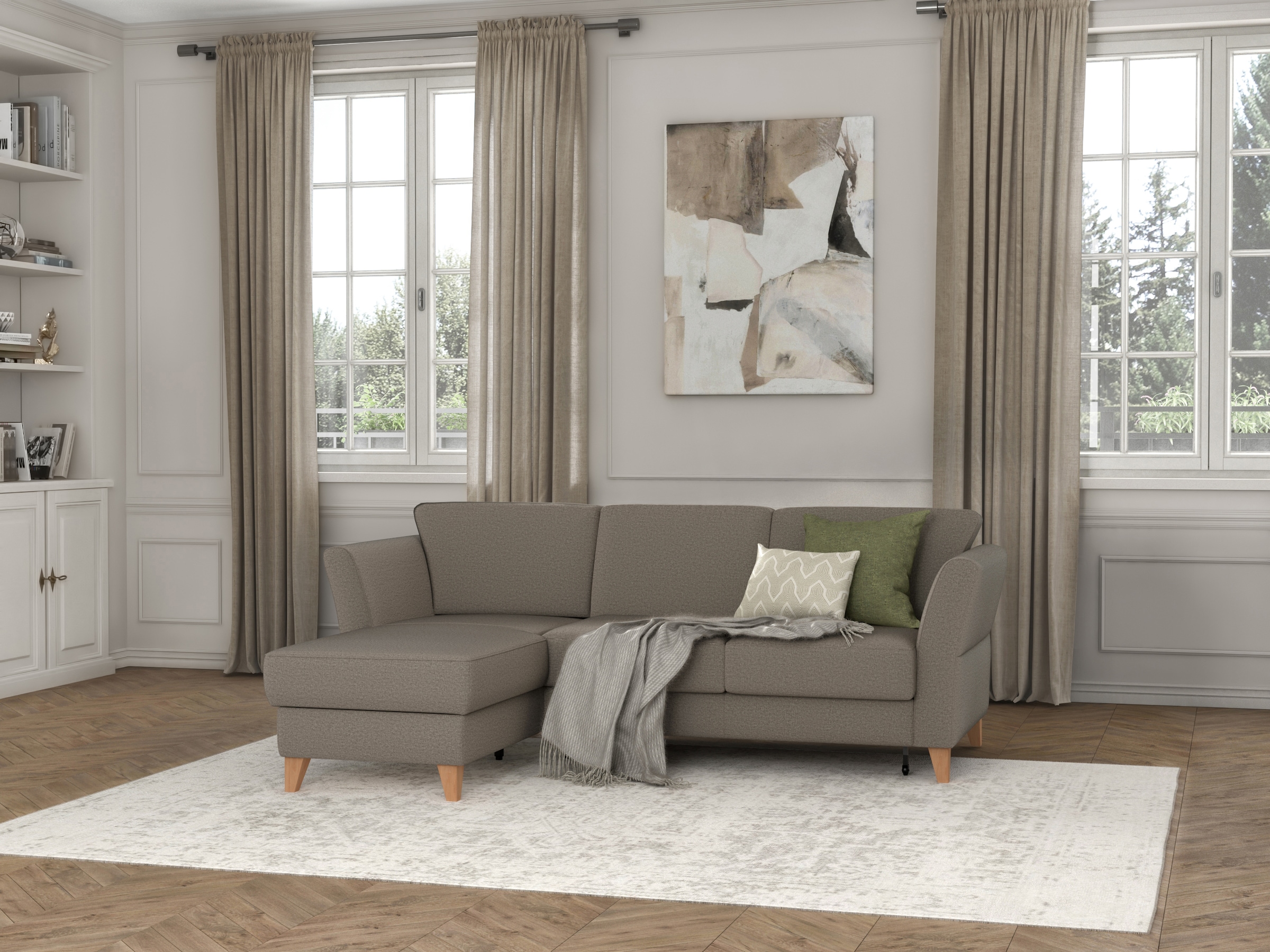 sit&more Ecksofa »Visby L-Form«, Wahlweise mit Bettfunktion und Bettkasten, frei im Raum stellbar