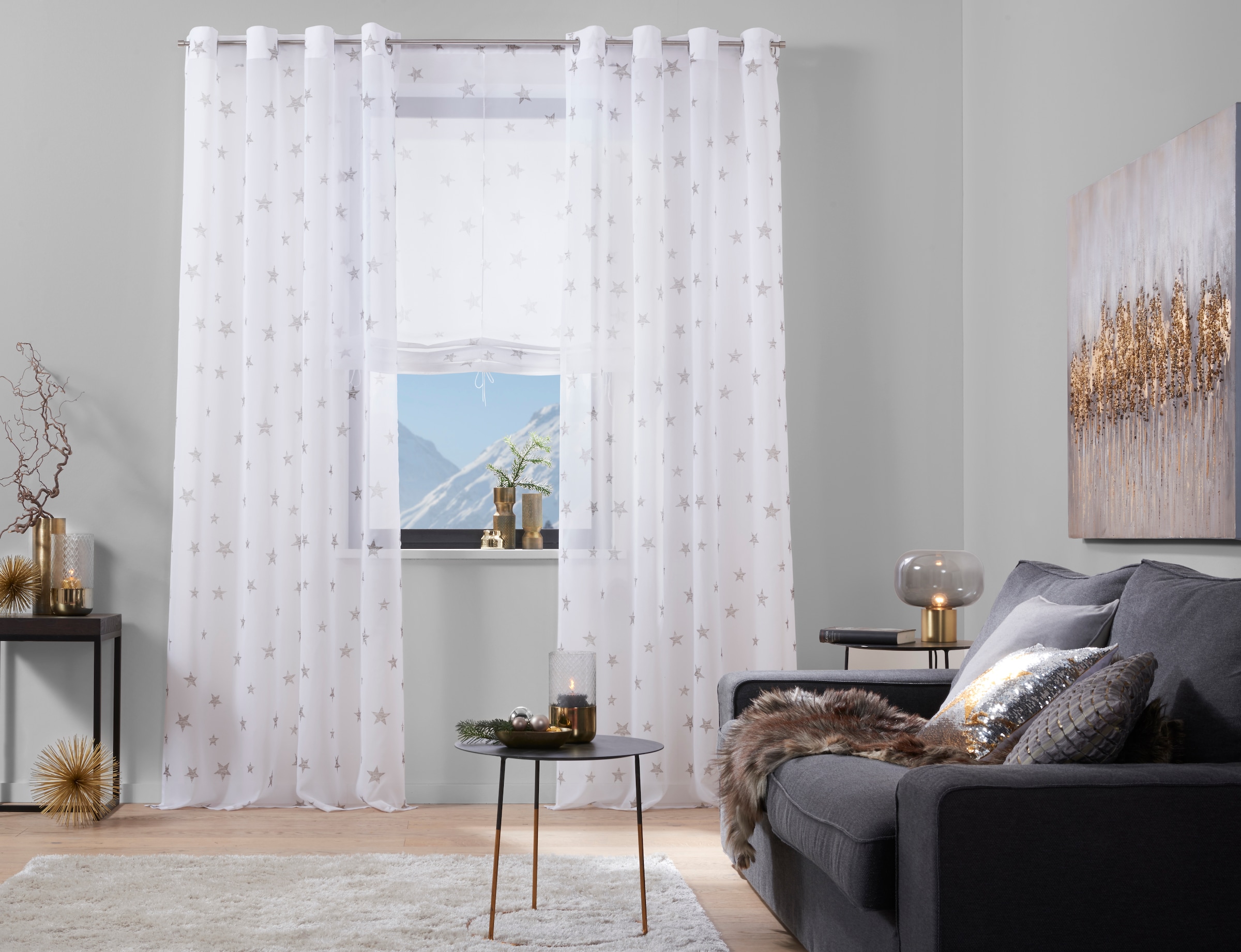 my home Gardine »Stern«, (1 St.), Transparent, Voile, Polyester