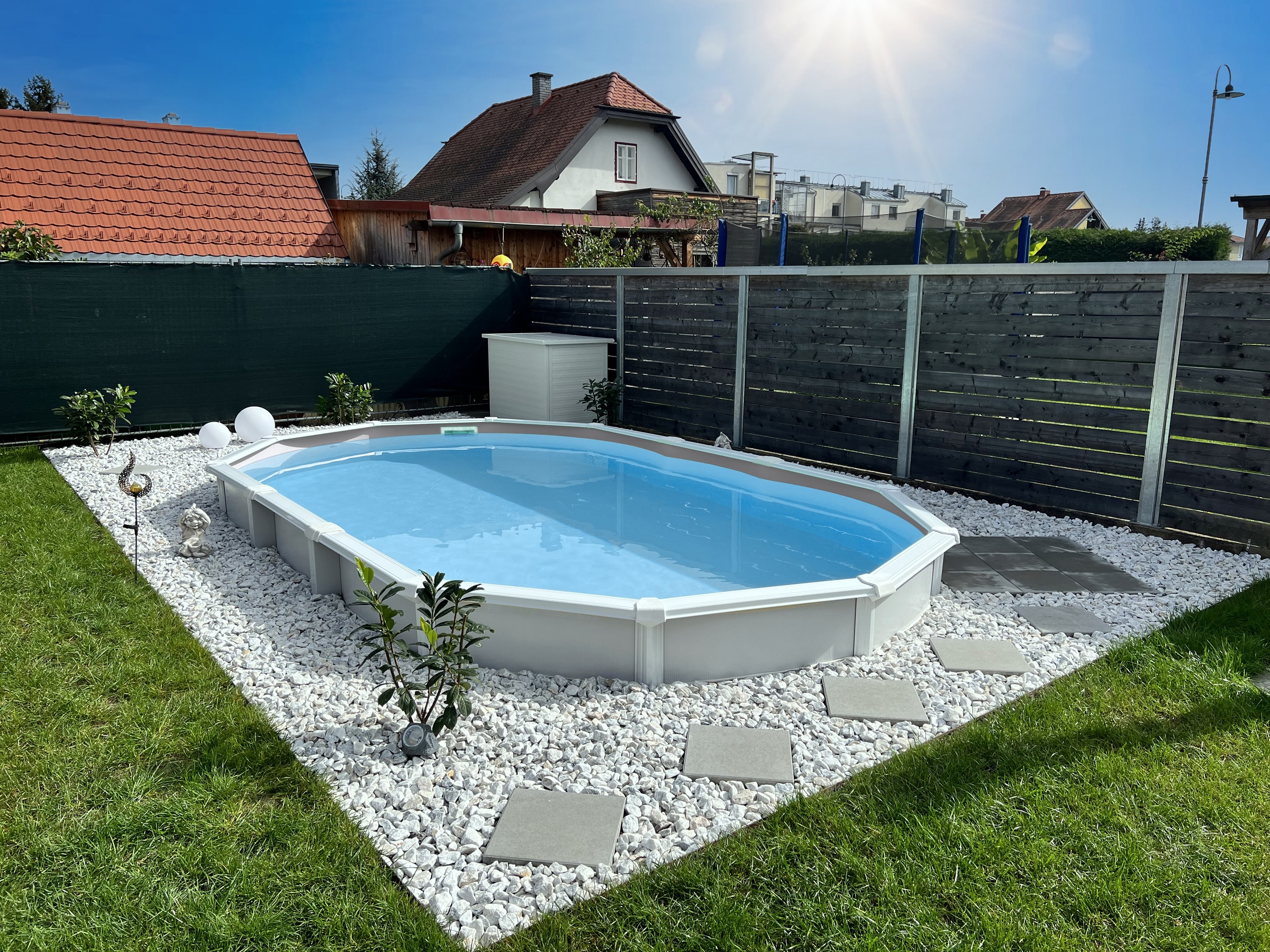 KWAD Ovalpool "Green line Evolution" 6,1x3,7x1,32 weiß Folie in blau, sand günstig online kaufen