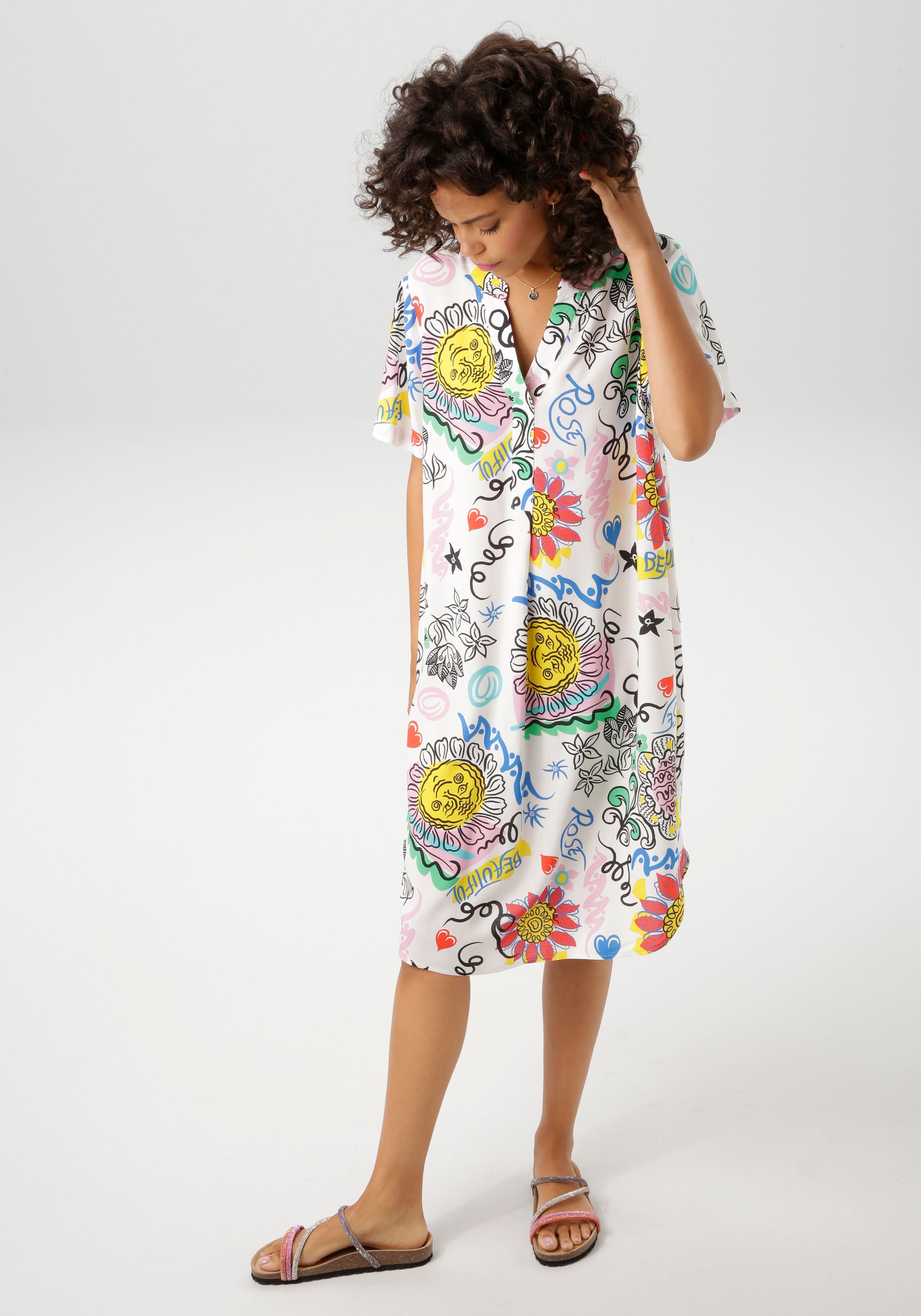 Aniston CASUAL Sommerkleid, mit farbenfrohem, kunstvollen Druck günstig online kaufen
