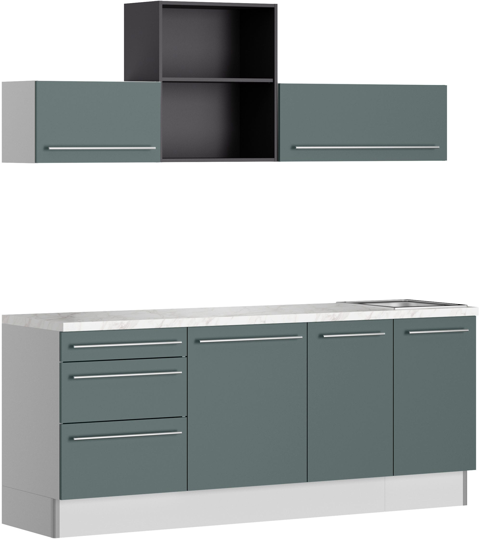 KOCHSTATION Küche "KS-Bern2", Breite 210 cm, wahlweise mit E-Geräten, mit R günstig online kaufen