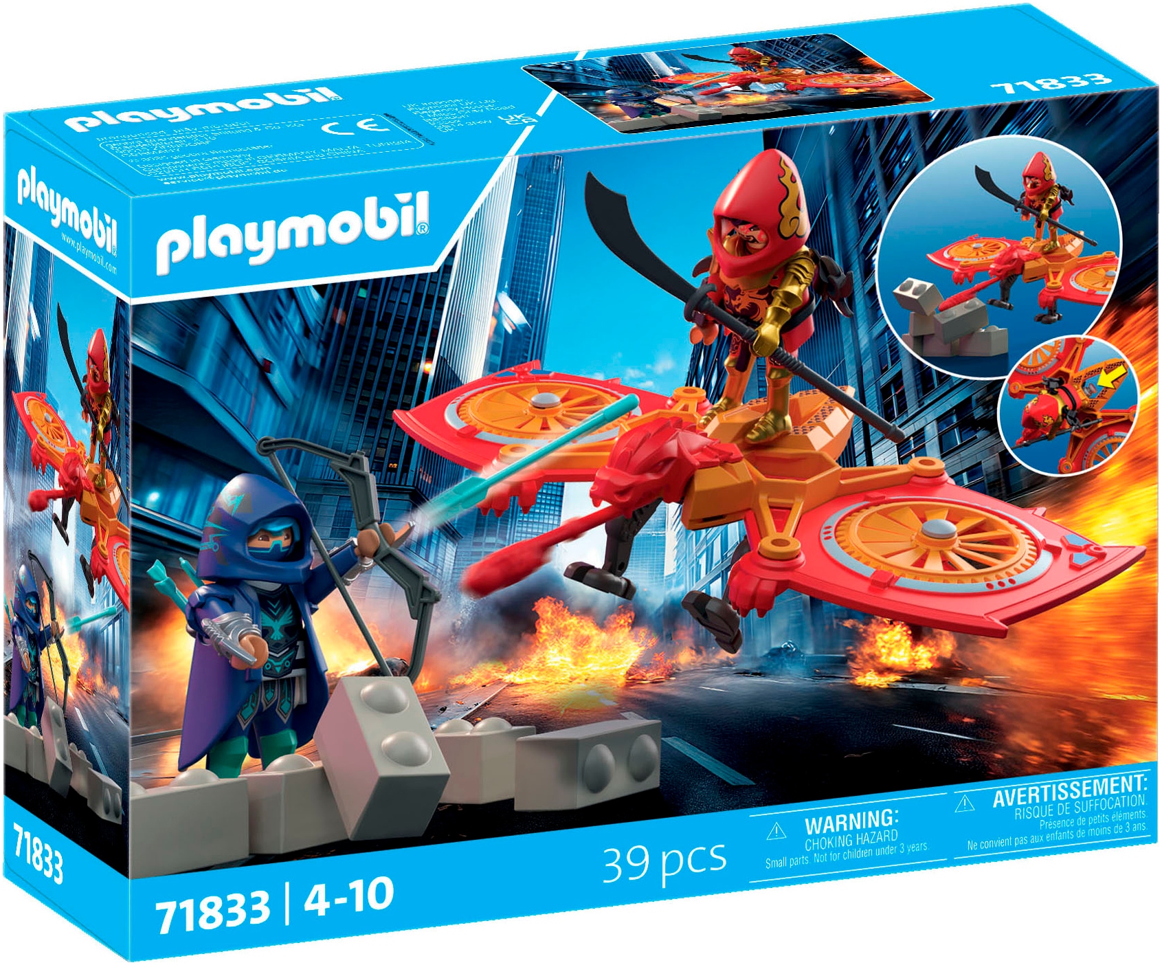 Playmobil® Konstruktions-Spielset »Helden-Drohne gegen bösen Ninja (71833), Heroes«, (39 St.), Made in Europe