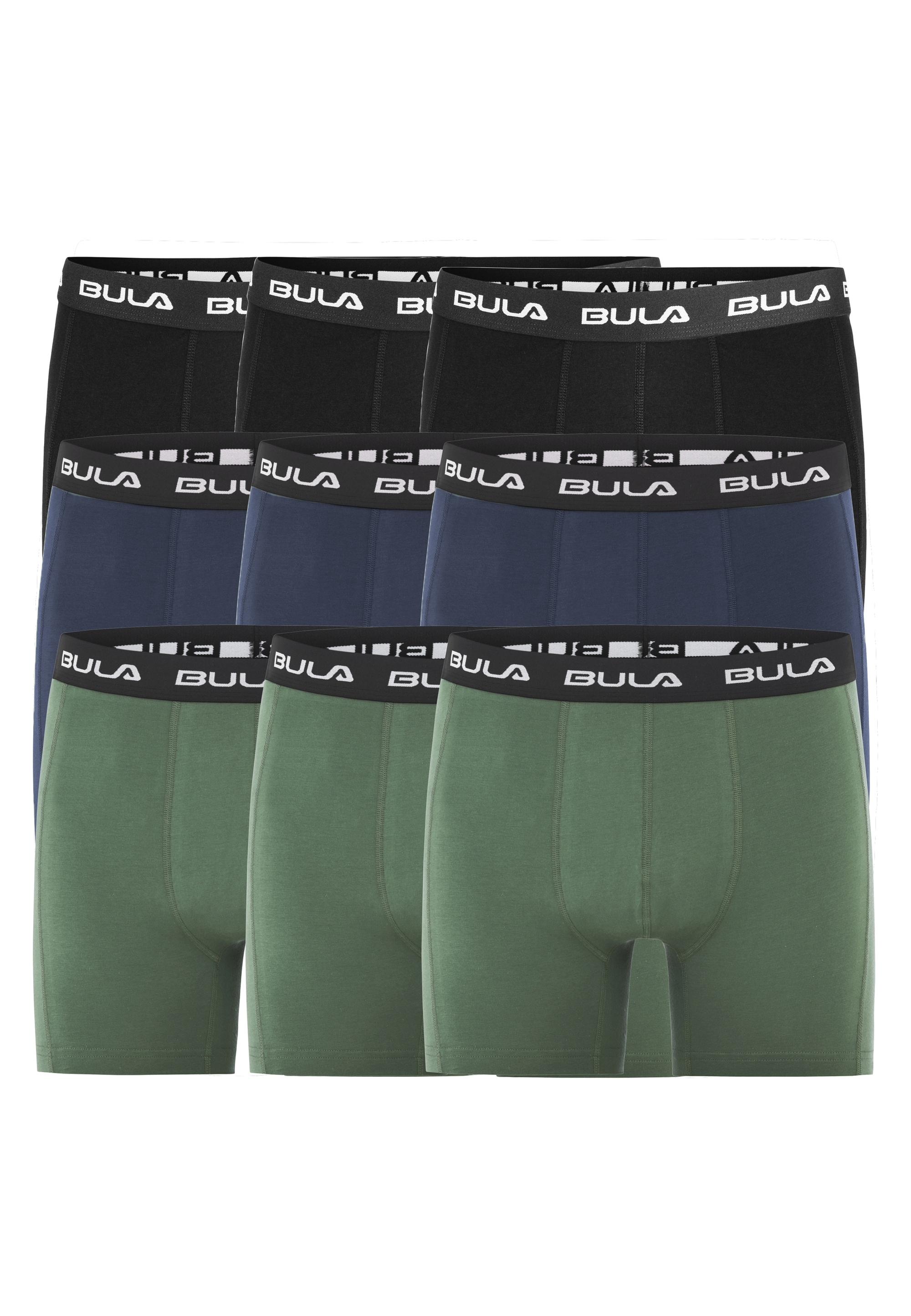 BULA Boxershorts "Frame", (9 St.), im 9er-Pack mit Flatlock-Nähten