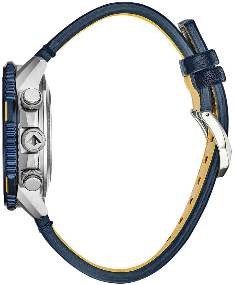 Citizen Funkchronograph »Promaster Skyhawk "Blue Angels"«, Armbanduhr, Herrenuhr, Solar, Stoppfunktion, Lederarmband
