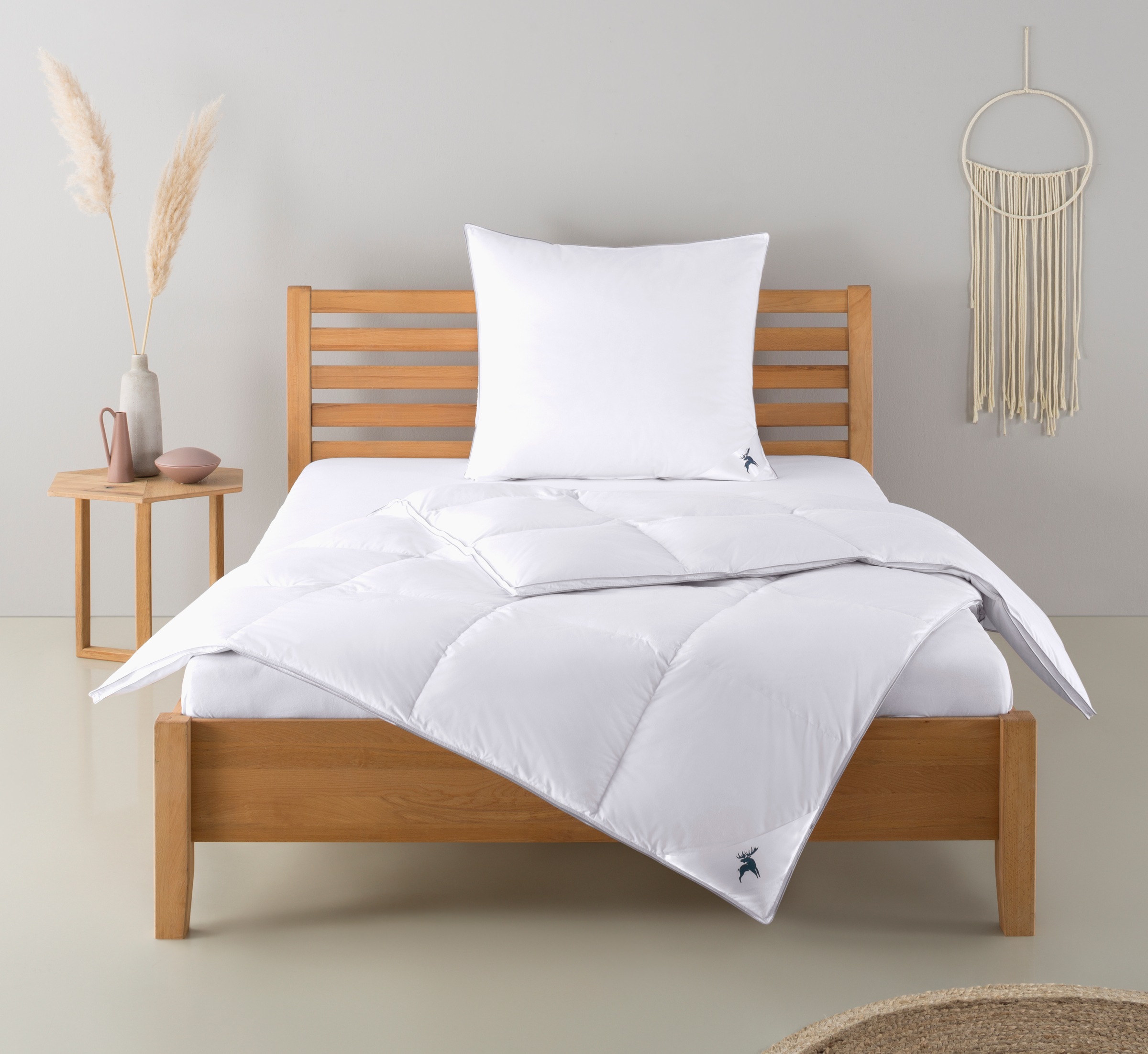 OTTO home Daunenbettdecke + Kopfkissen "Lodiken, Bettdecke 135x200 cm, 155x220 cm, Decke Made in Germany" Set mit Kissen 40x80 cm, 80x80 cm, Frühling, Sommer, Herbst, Winter