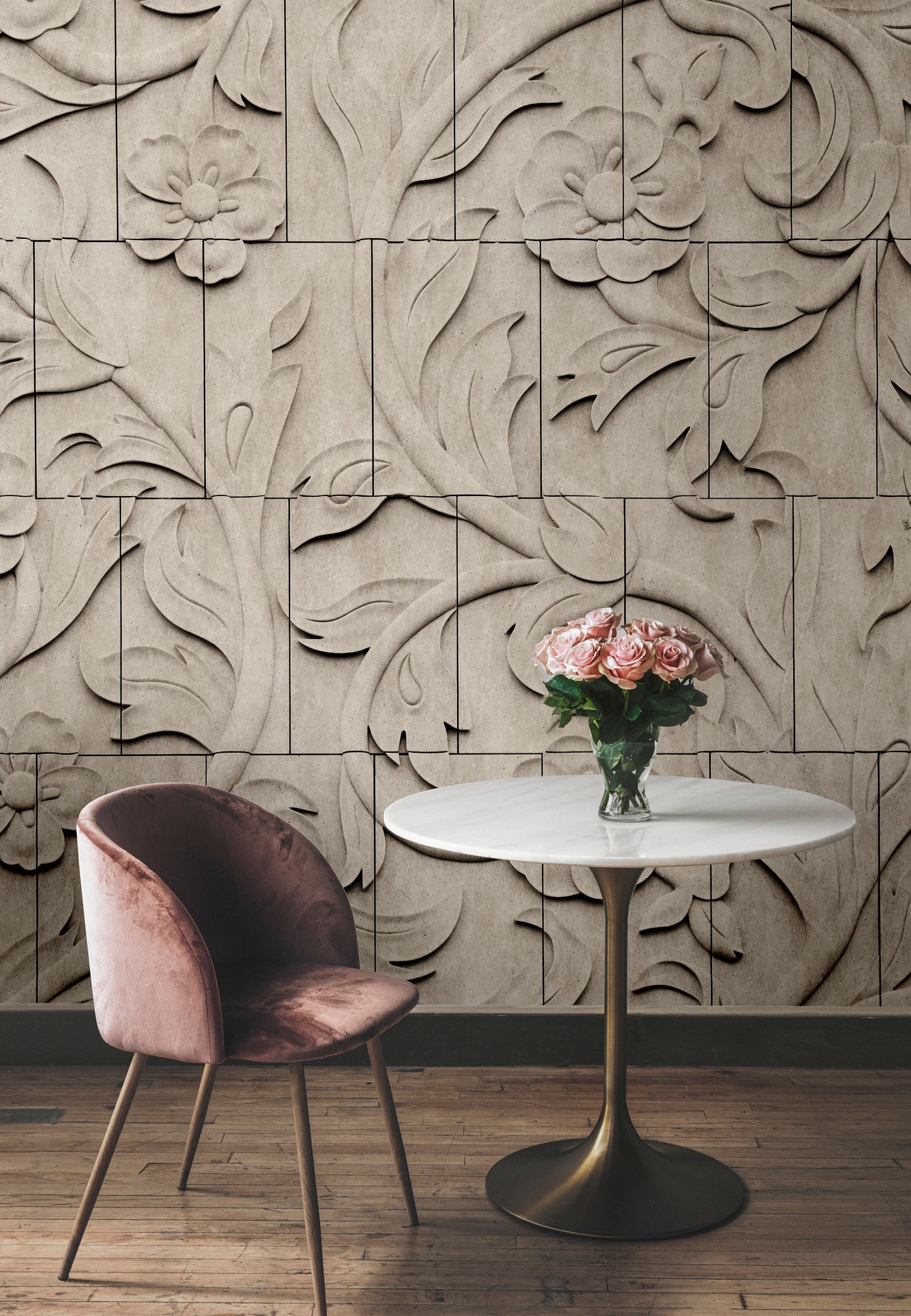 living walls Fototapete »Walls by Patel 5 Fototapete Florales 3D-Relief« 3D-Optik glatt Florales 3D-Relief auf 200 g/m² Premium-Vlies
