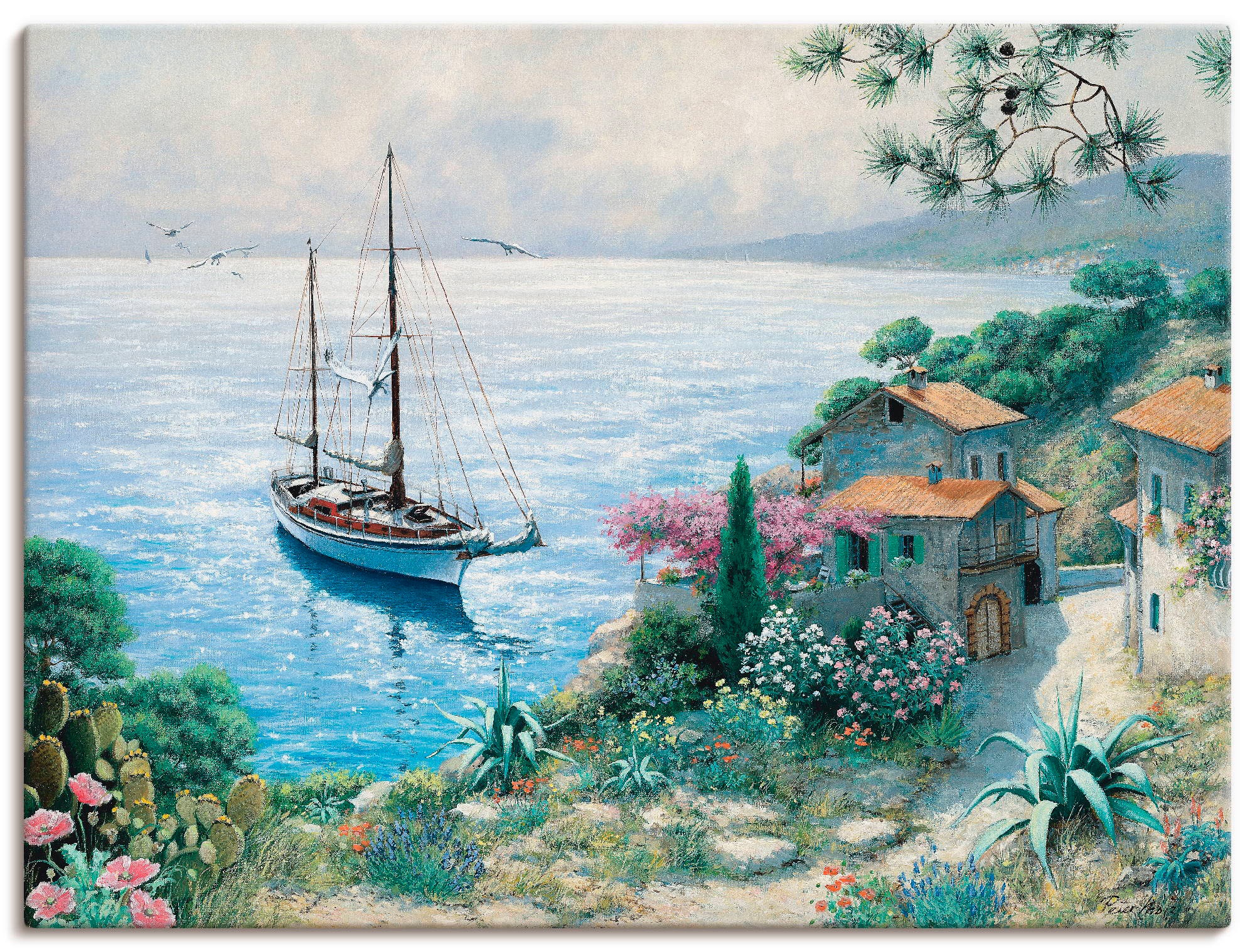 Artland Leinwandbild "Die Bucht" Boote & Schiffe 1 Stk. tlg. auf Holzrahmen günstig online kaufen