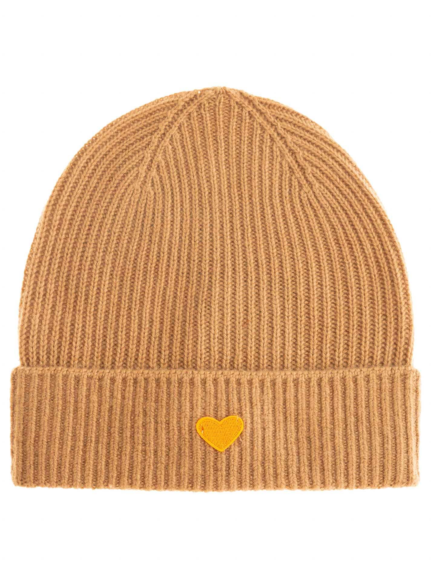 Zwillingsherz Beanie »Beanie with Heart-Patch«, Rippstrick, mit breitem Umschlag, wärmend