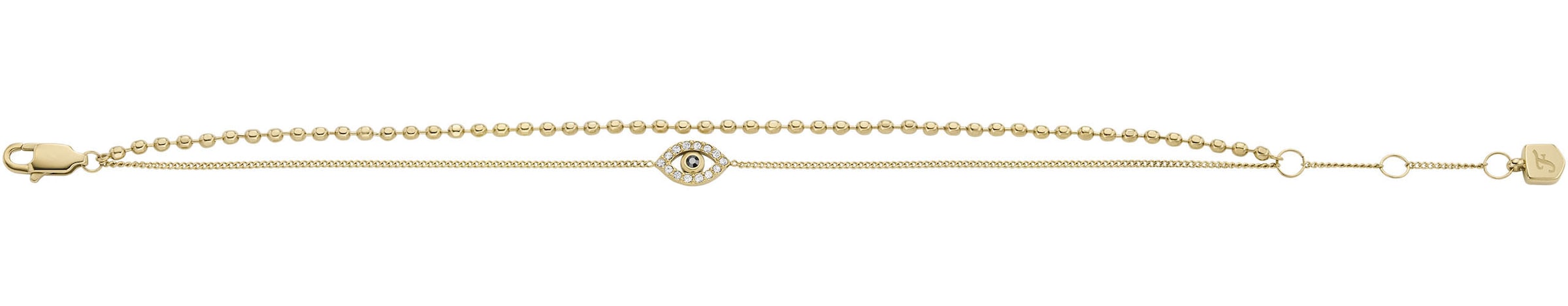 Fossil Armband »Schmuck Edelstahl Armkette Sutton Magisches Auge Evil Eye, JF04794710«, mit Glasstein, Zirkonia (synth.)