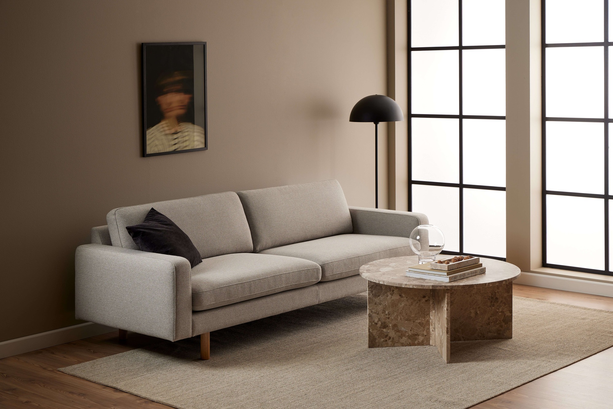 ACTONA GROUP Couchtisch »Vega«, Couchtisch, und V-förmig Gestell matt Latte lackiert Marmor, Ø90x42 cm