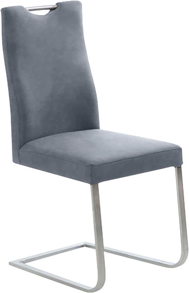 Freischwinger, B:47cm H:100cm T:61cm, blau, K+W KOMFORT & WOHNEN, Stühle, "6194", mit praktischem Griff oben am Rücken, Gestell aus Edelstahl