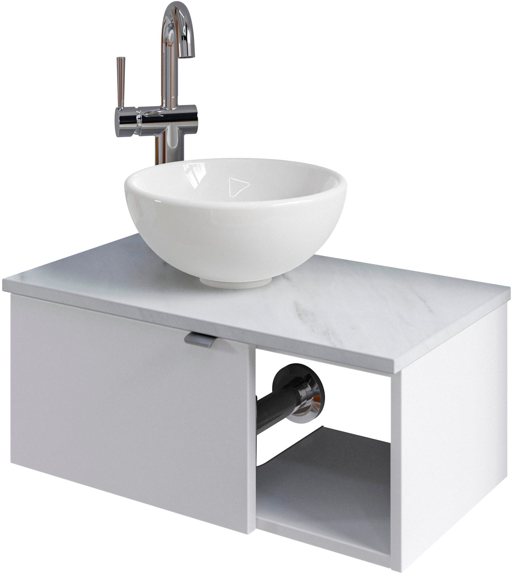 Saphir Badmöbel-Set »Serie 6915«, (4 St.), Gäste-Bad, 70 cm breit, mit LED-Spiegel, offenem Fach und 1 Tür