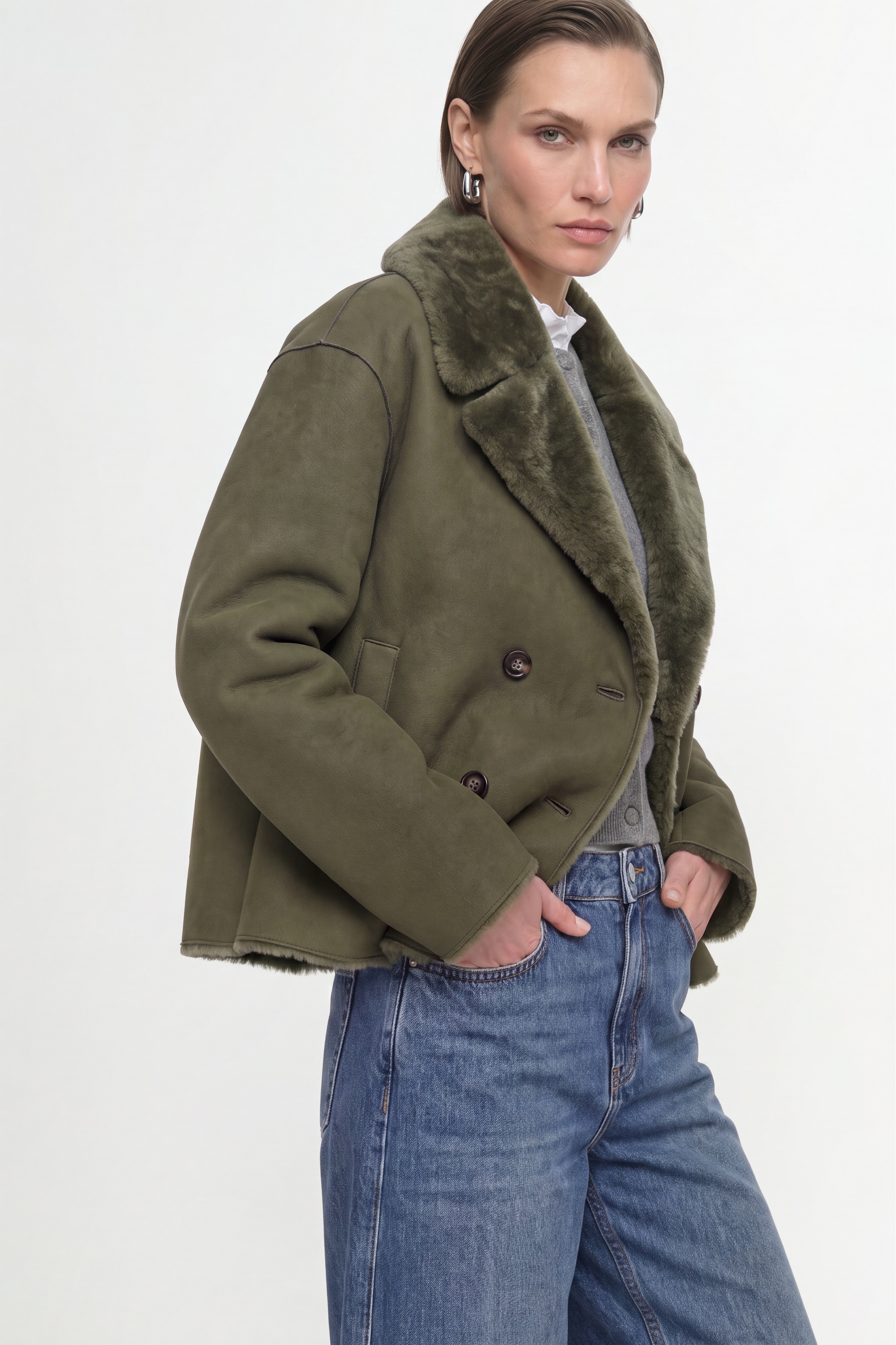 RICHROYAL Fellimitatjacke ohne Kapuze Regular fit mit Reverskragen