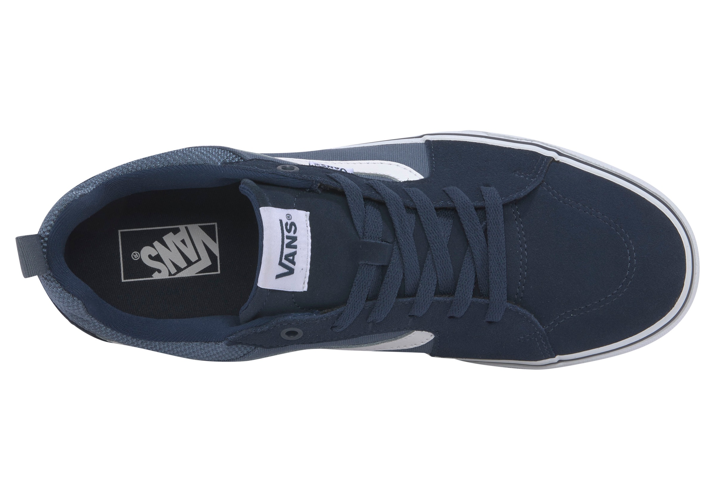 Sneaker VANS "Filmore", Herren, Gr. 44, blau (navy, blau), Leder, Schuhe Skaterschuh Sneaker low, angelehnt an das Design vom Sk8 Low 3