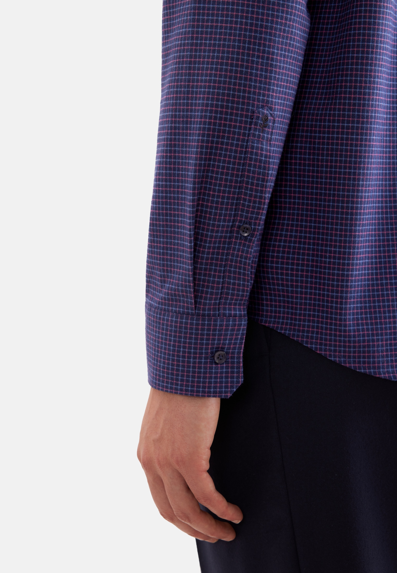 seidensticker Flanellhemd »Schwarze Rose« Regular 1/1 Button-Down-Kragen Karo