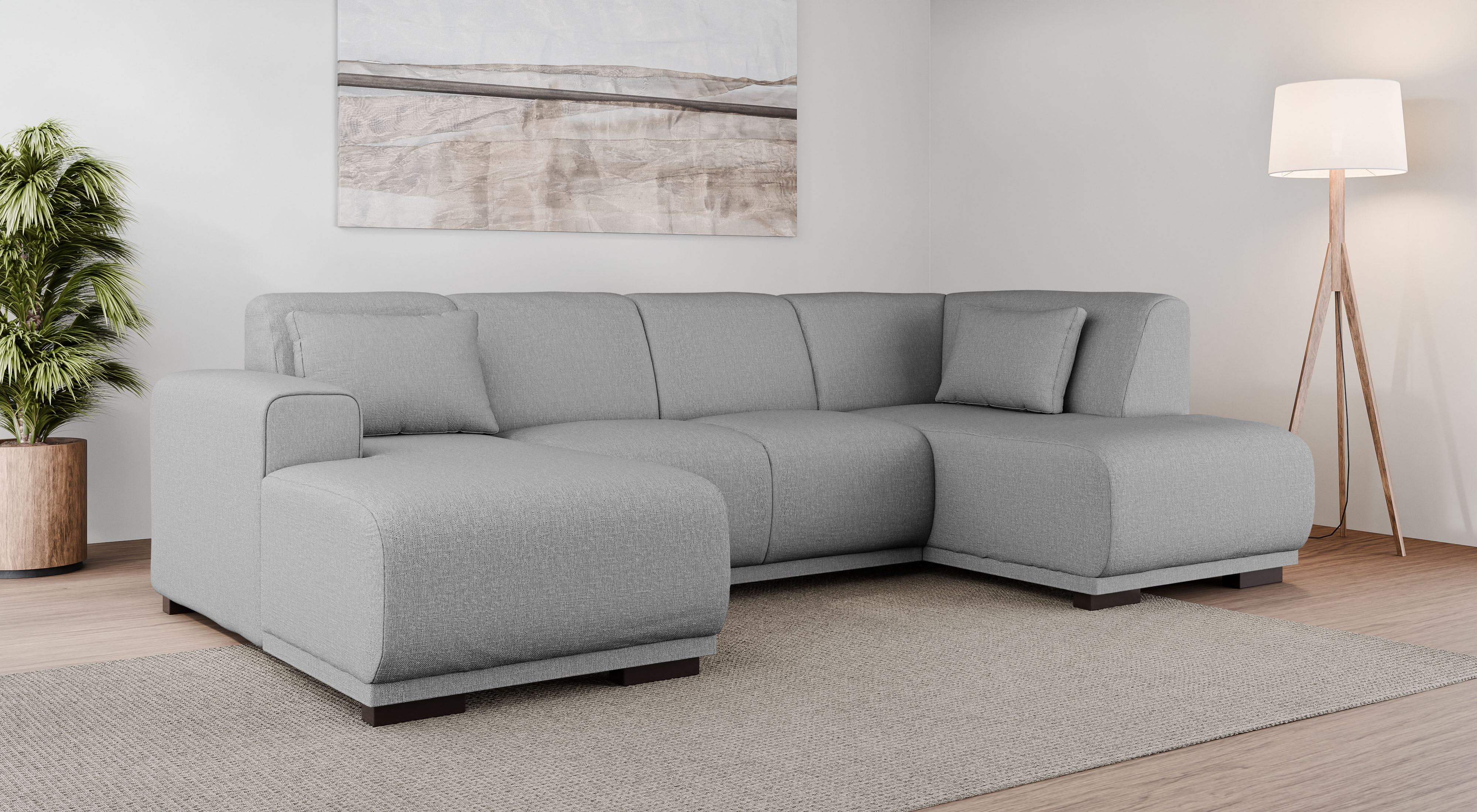OTTO home Wohnlandschaft "BORNHOLM U-Form mit Recamiere rechts/links, B/T/H: 300/162/85 cm" U-Form mit Wellenunterfederung, Recamiere rechts oder links bestellbar