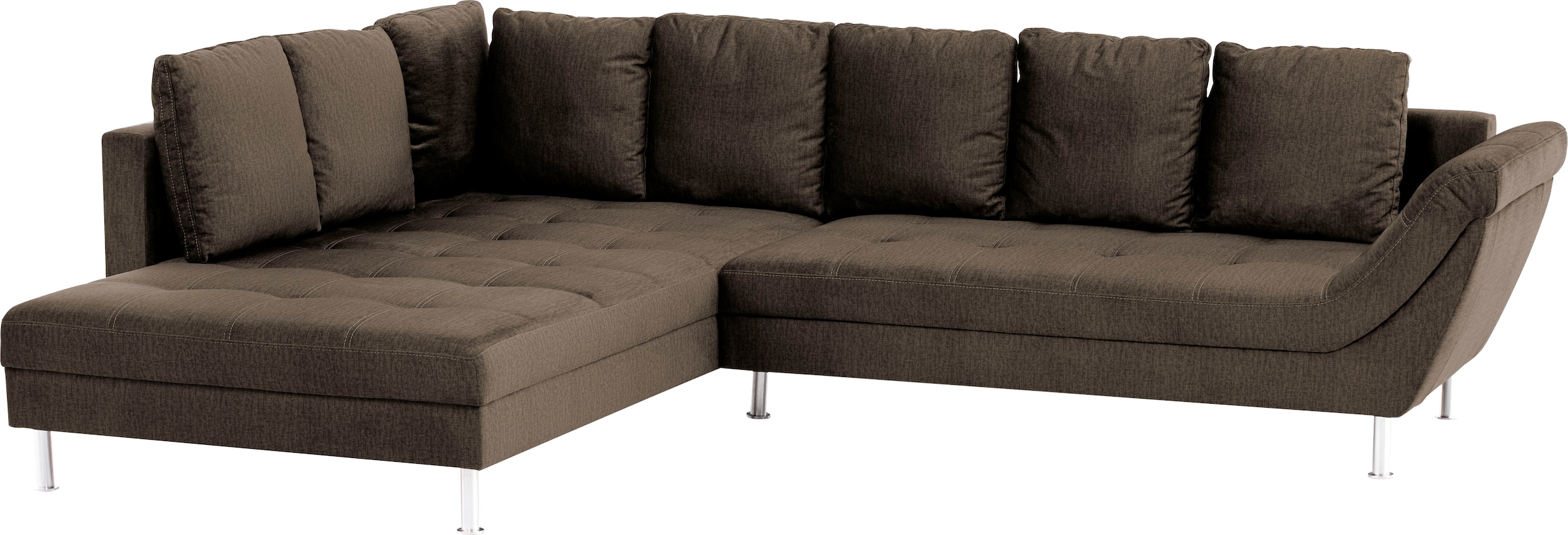 exxpo - sofa fashion Ecksofa »Laconi, extravagantes Designsofa mit tollem Sitzkomfort, L-Form«, in hochwertiger Detailverarbeitung, bequeme Armlehne, hoher Fuß