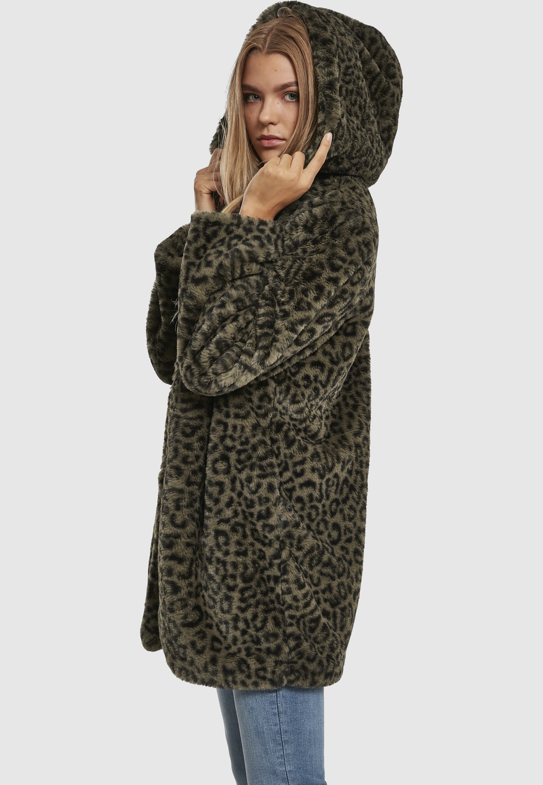 URBAN CLASSICS Parka »Urban Classics Damen Ladies Leo Teddy Coat« 1 Stk. tlg. mit Kapuze