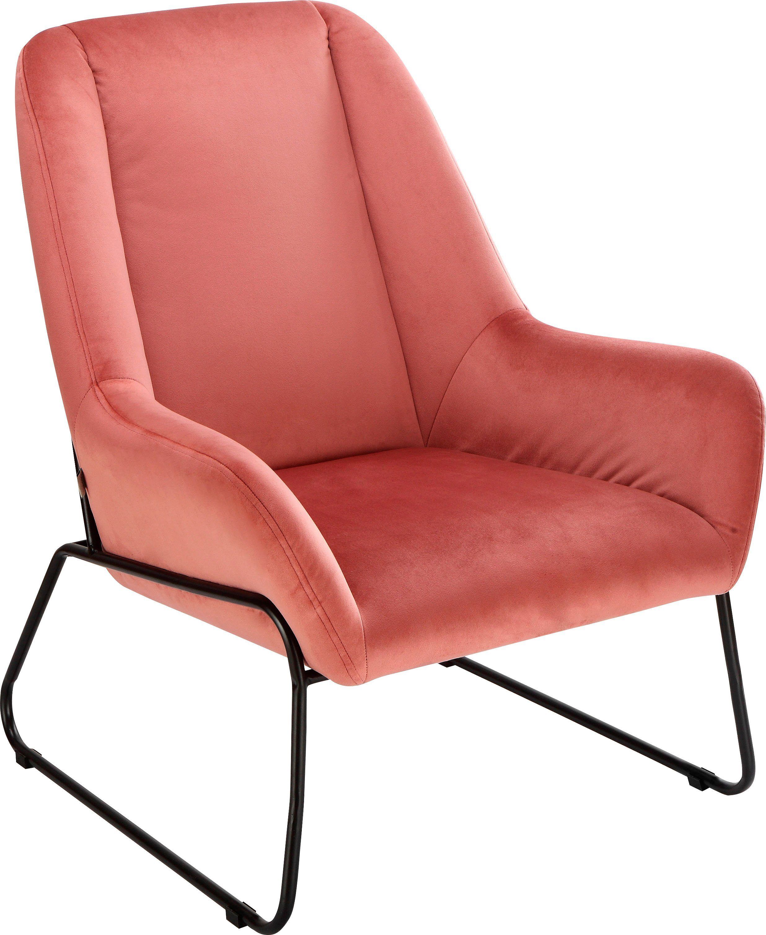 andas Sessel Casero, mit einem schönen pflegeleichtem Samtvelours Bezug und schwarzen Metallbeinen, Sitzhöhe 42 cm