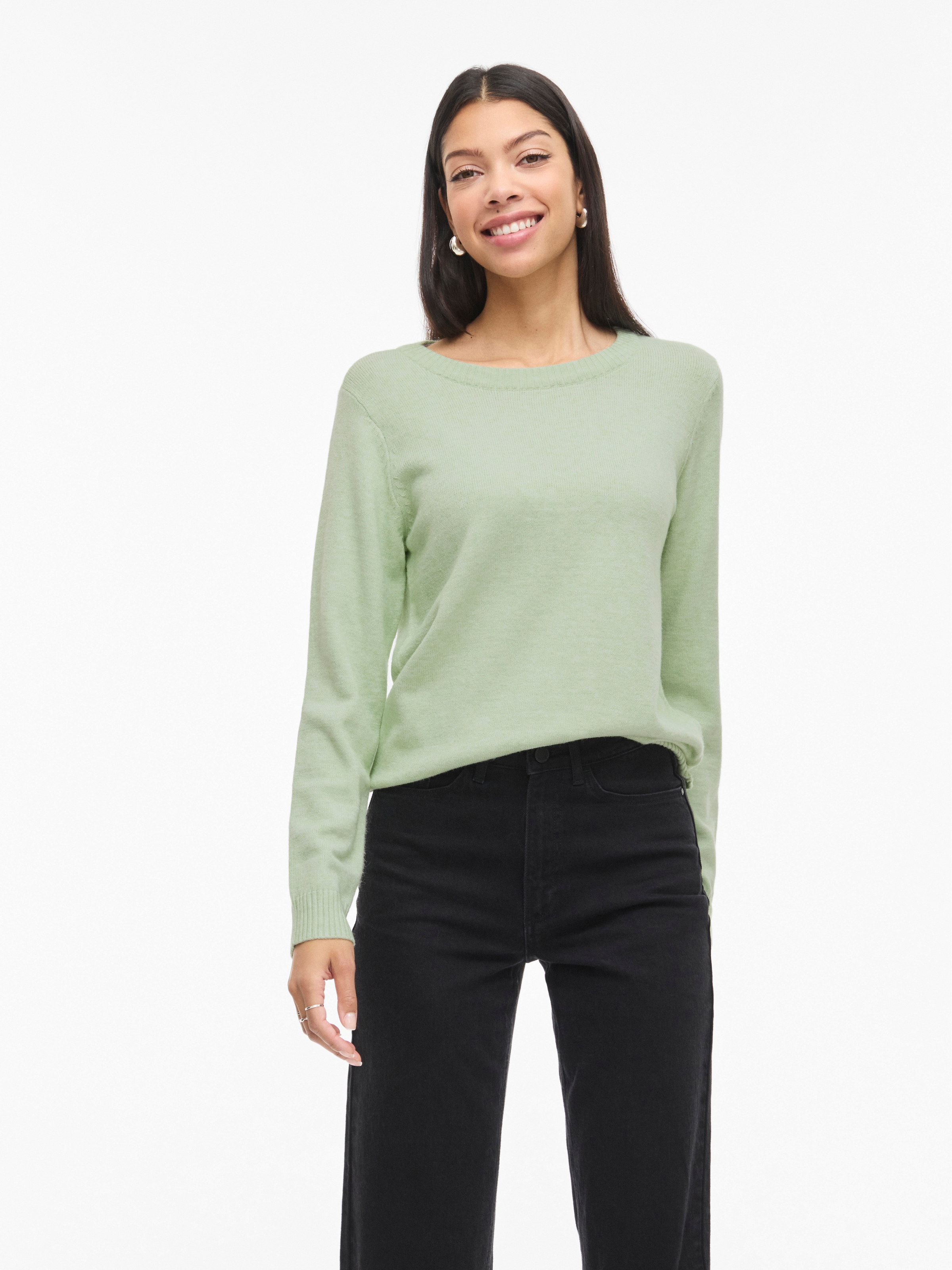 Vila Rundhalspullover "VIRIL O-NECK L/S KNIT TOP - NOOS" Viskosemischung, r günstig online kaufen