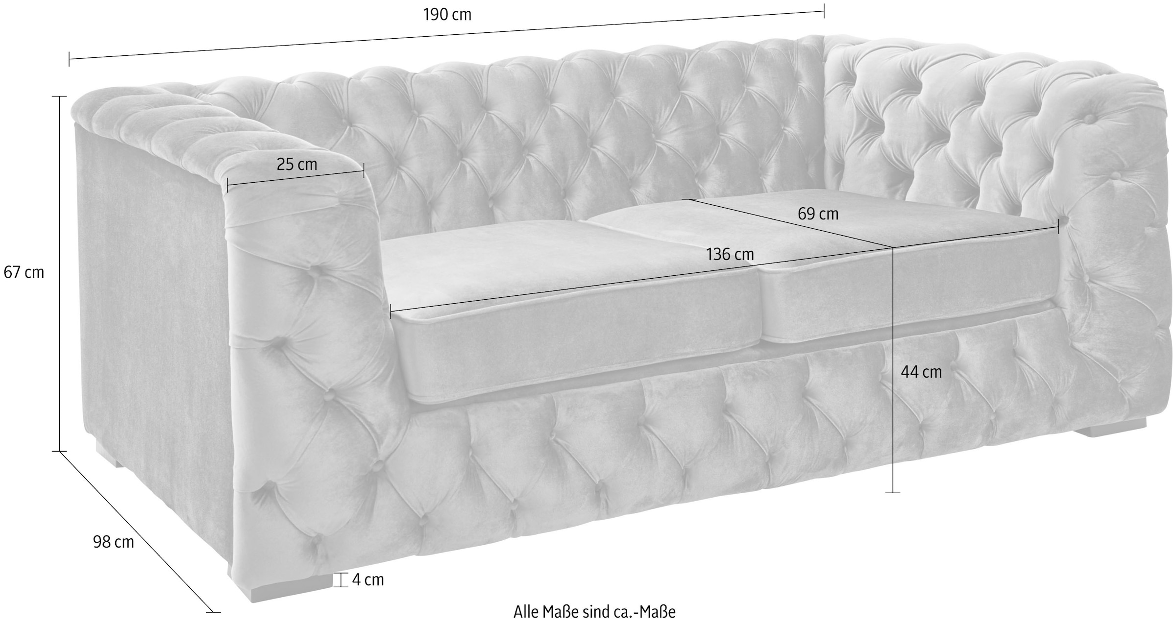 Home affaire Chesterfield-Sofa »Kalina«, mit klassischer Chesterfield-Knopfheftung