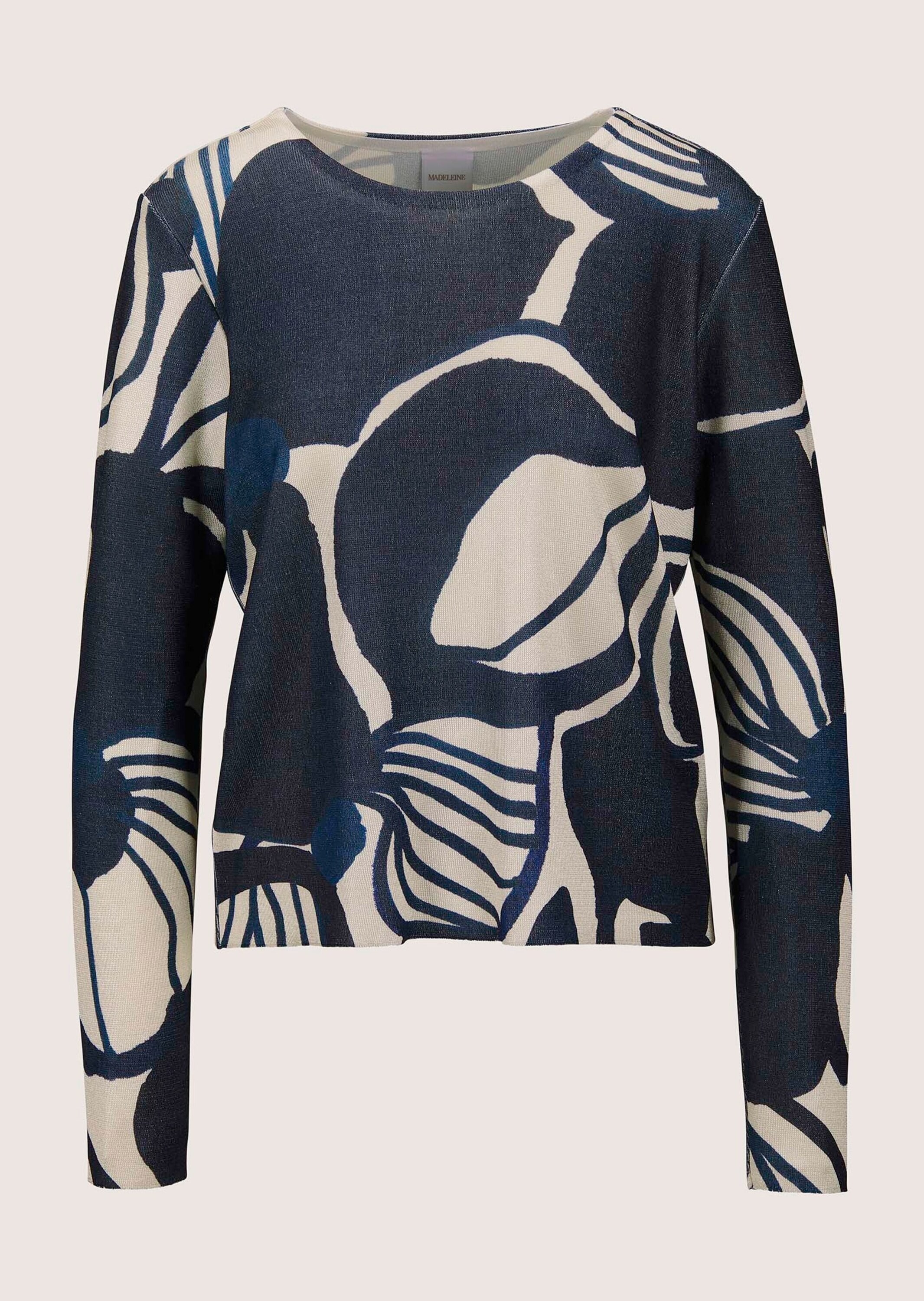 MADELEINE Longpullover "Pullover Kurzer Rundhals-Pullover mit Unikat-Print" günstig online kaufen