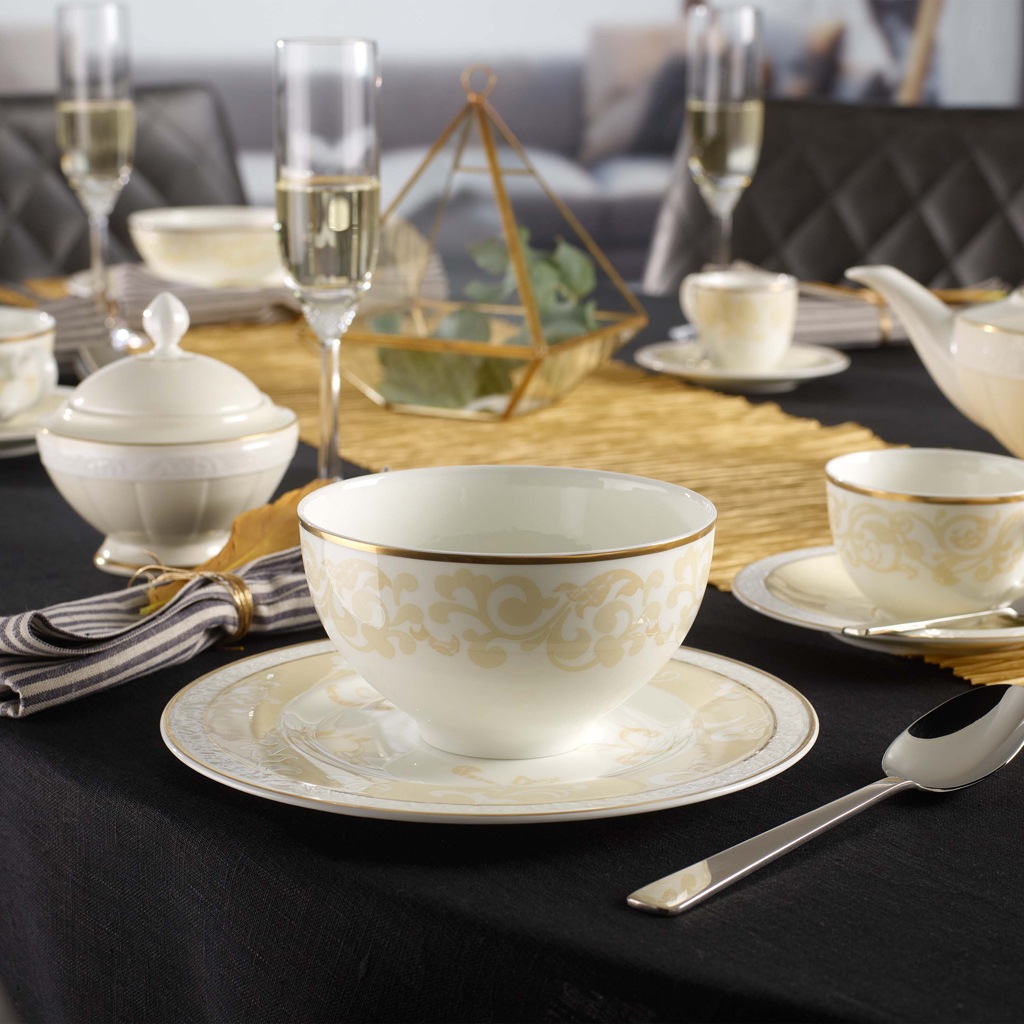 Villeroy & Boch Schale »Bols Ivoire ø 13,8 cm 4er Set weiß-gold«