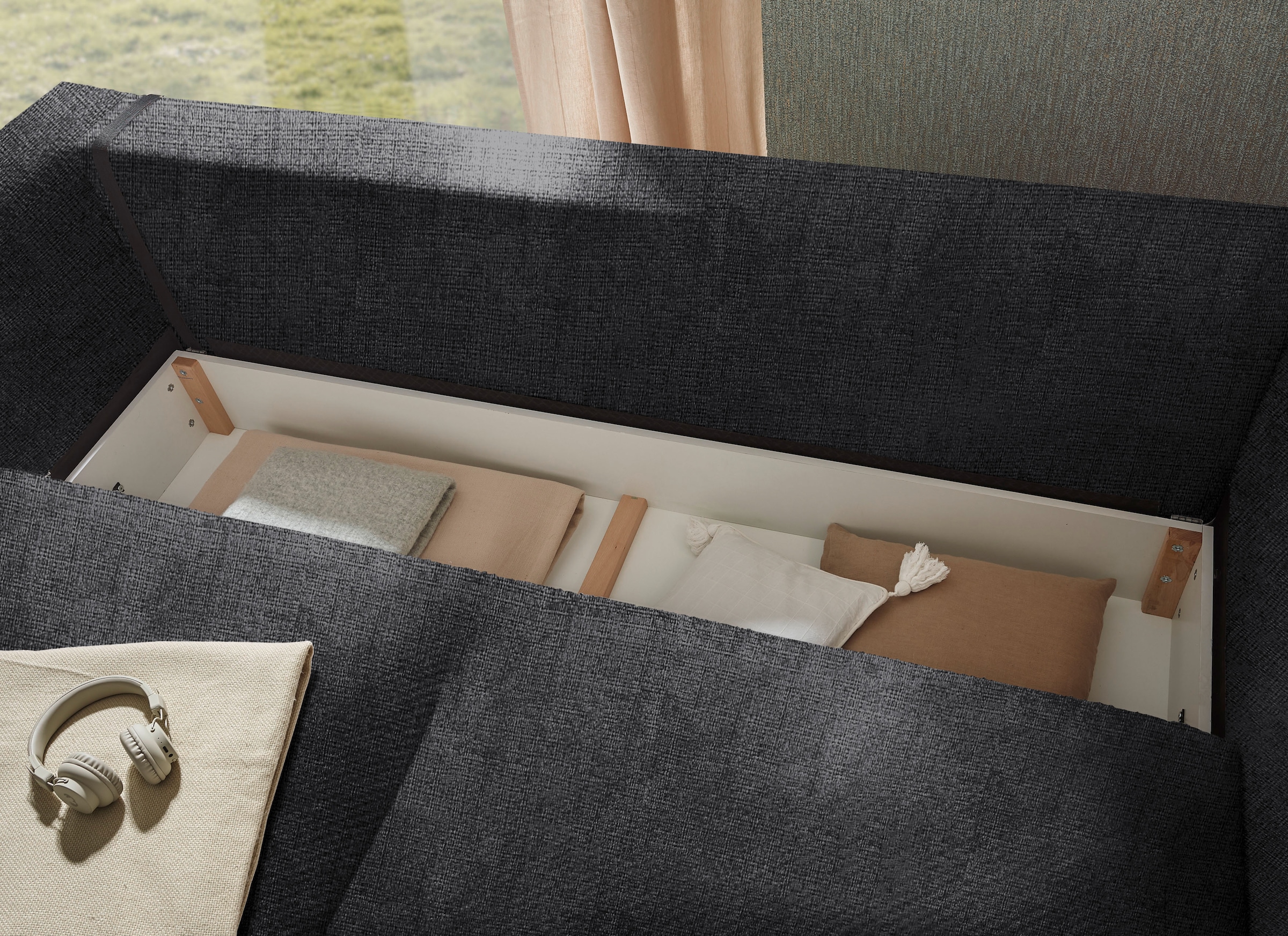 ED EXCITING DESIGN Schlafsofa »Stanley«, mit Bettkasten & 2 Zierkissen