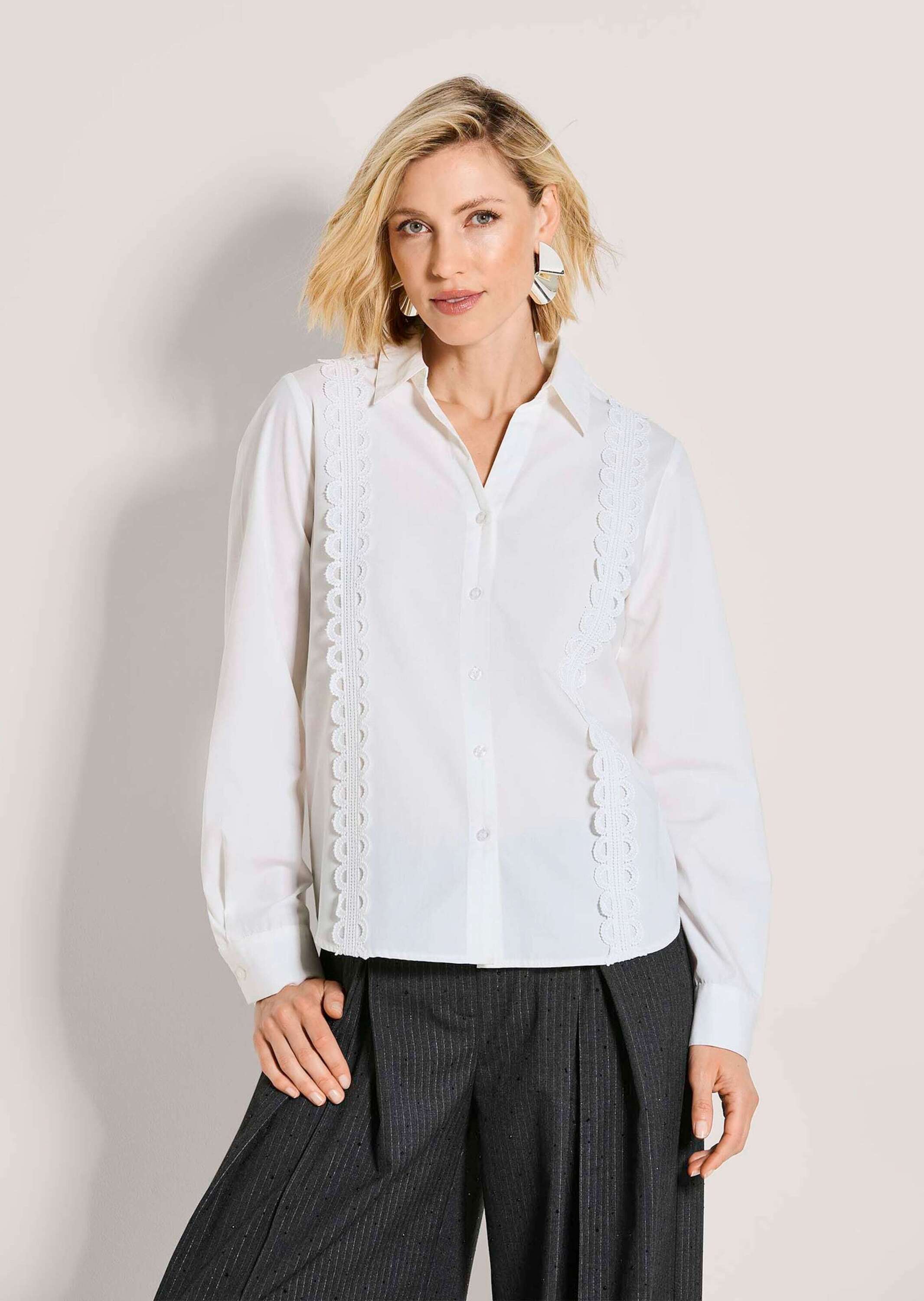 Thumbnail - MADELEINE Hemdbluse "Hemdbluse Baumwollbluse mit Spitzendetails" Dekorative Spitzenbänder