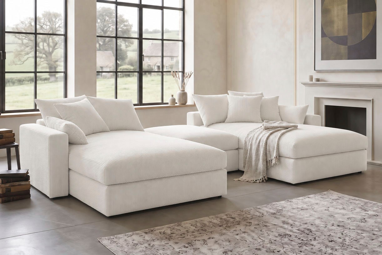 OTTO home Wohnlandschaft »Cosy Lounge U-Form, Breite 385 cm« Mega-Sofa mit Cordstoff bezogen, mit Federkern & 5 Zierkissen