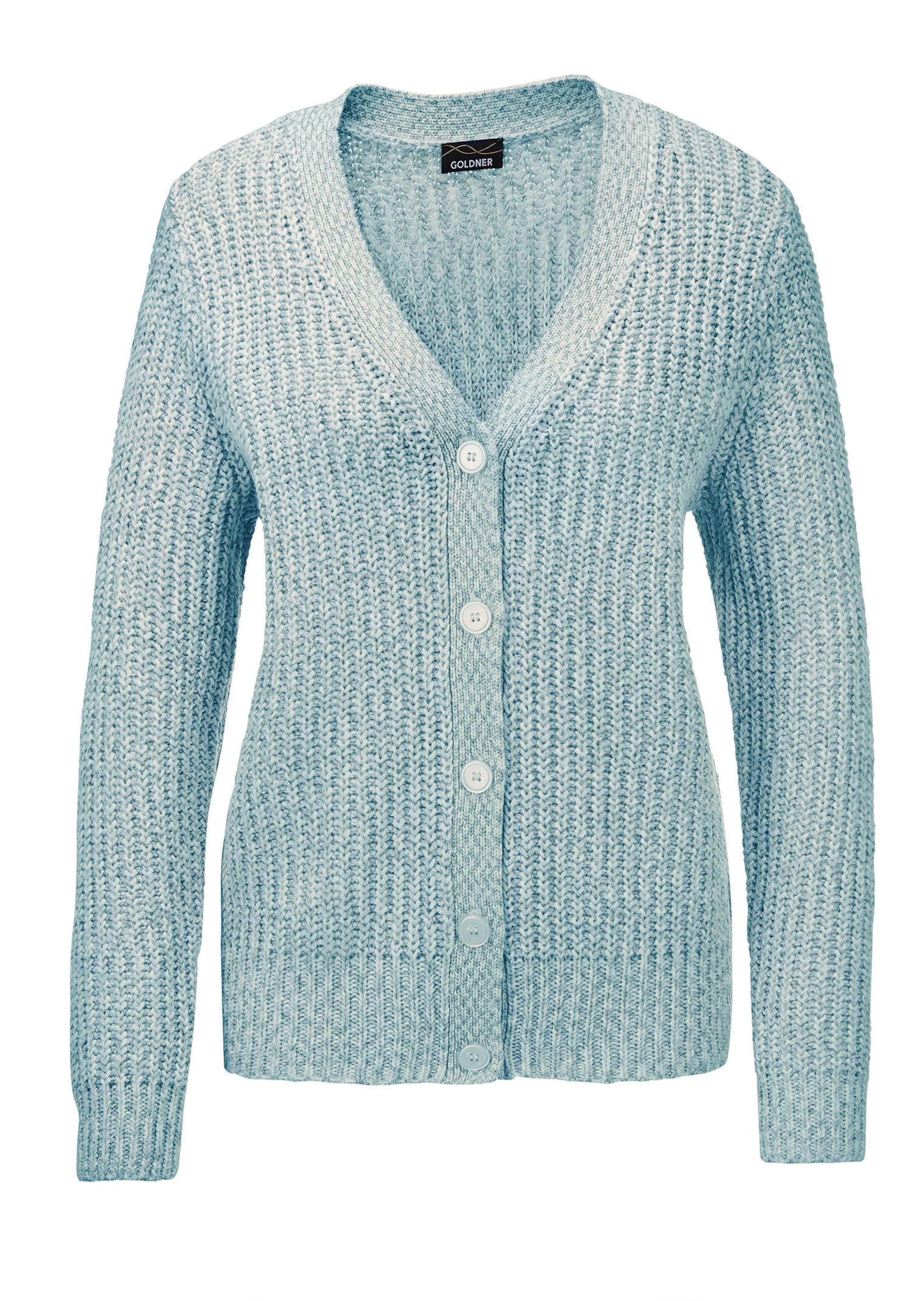 GOLDNER "Langarm Strickjacke mit V-Ausschnitt" Multicolor-Bändchengarn