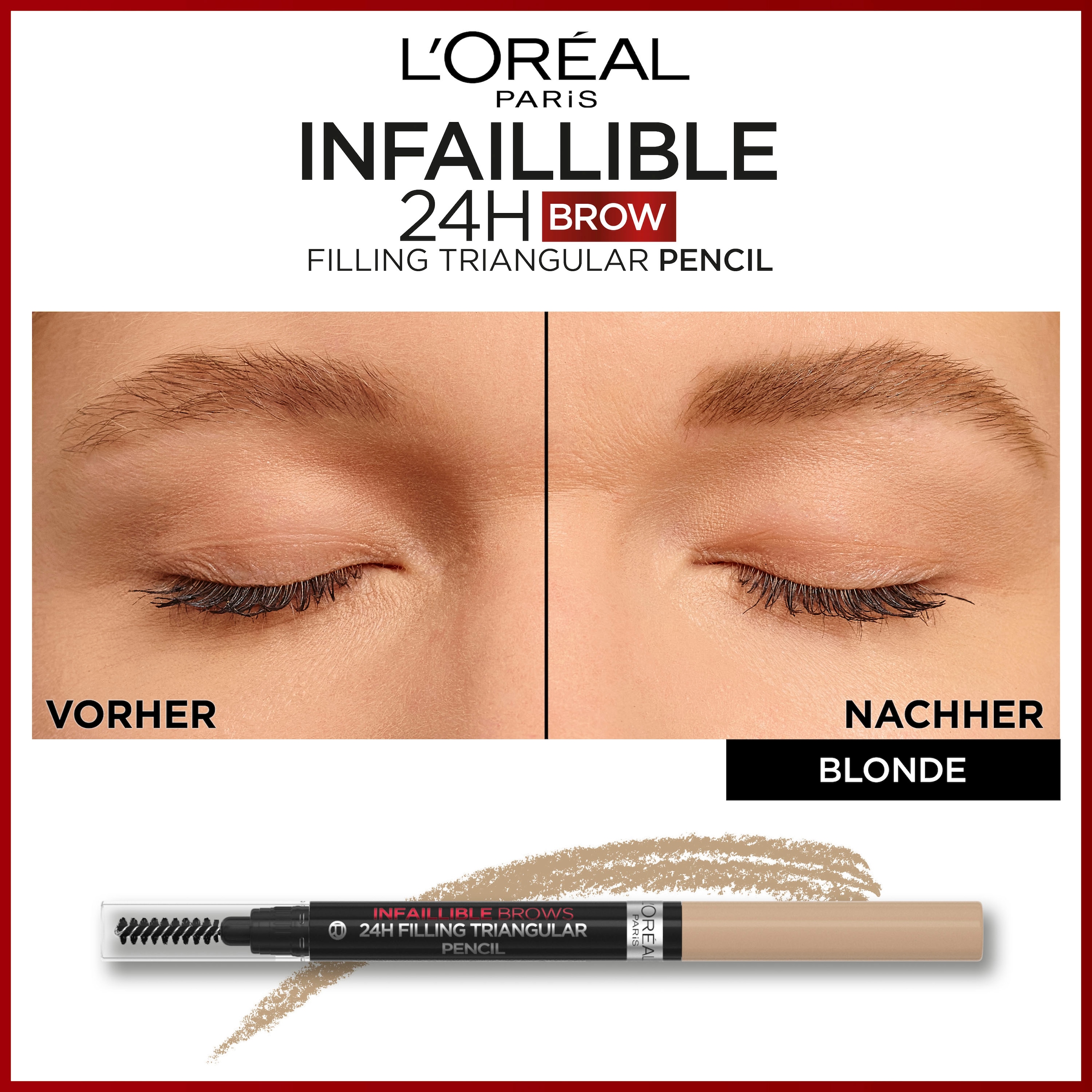 L'ORÉAL PARIS Augenbrauenpflege »Infaillible Brows 24h Pencil«, mit sanfter Dreiecksspitze