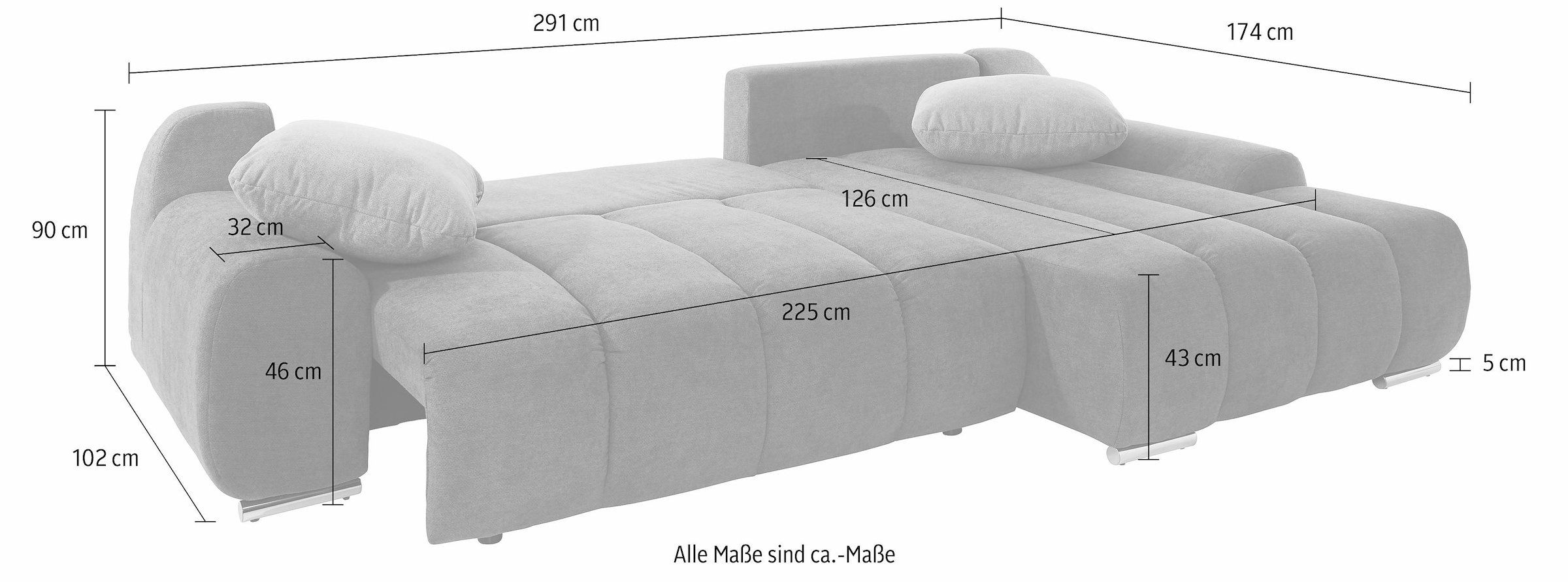 INOSIGN Ecksofa »Bono L-Form«, wahlweise mit Bettfunktion