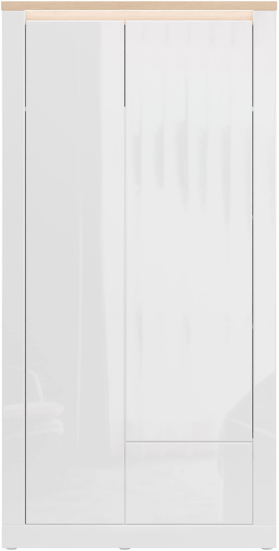 FORTE Kleiderschrank »grifflos, Push to Open, Front glänzend« B/H/T 96,4/192,2/59,7 cm inklusive Beleuchtung