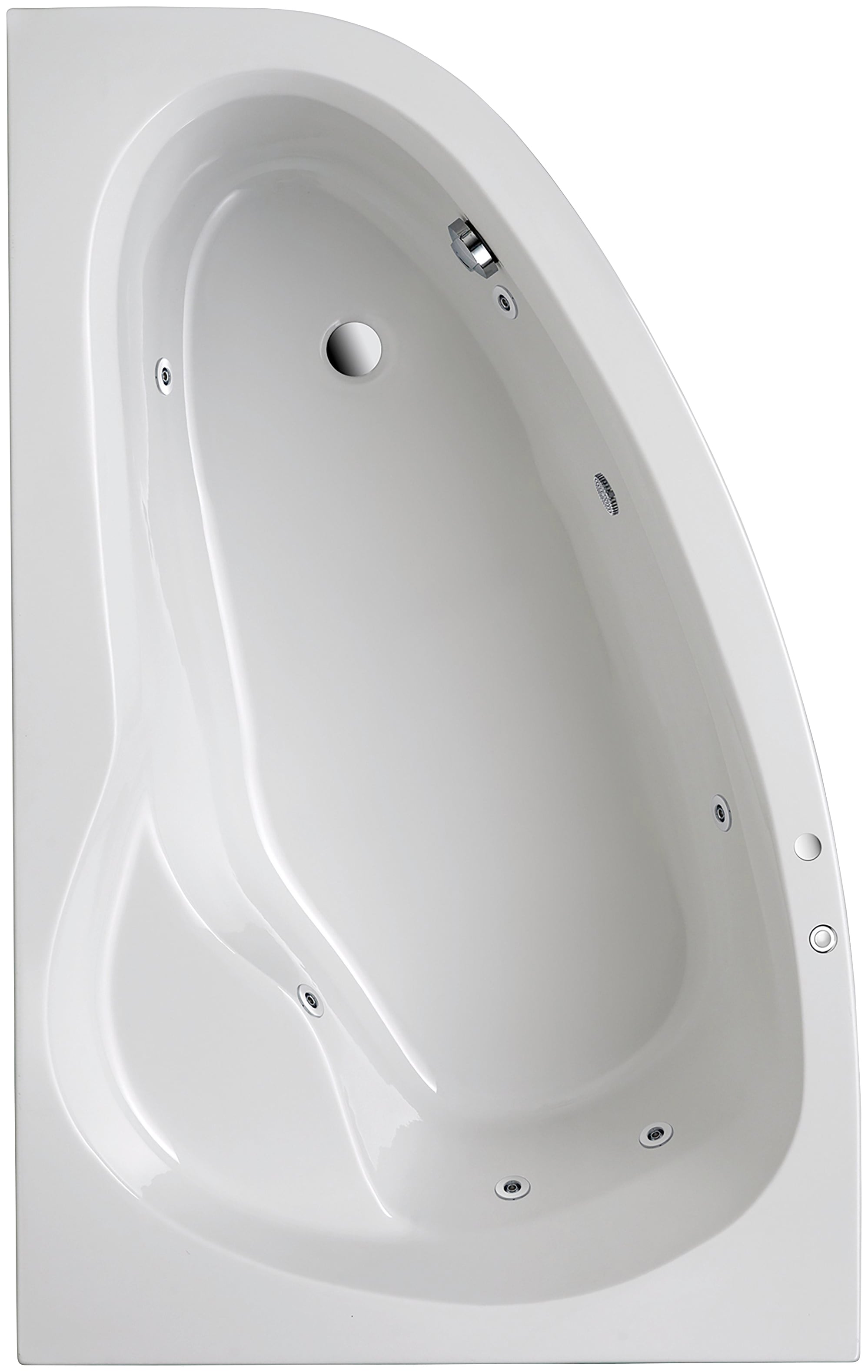 Whirlpool-Badewanne OTTOFOND, B:110cm H:44cm L:175cm T:110cm, weiß, Sanitäracryl, Badewannen, "Loredana", Typ 1, chrom